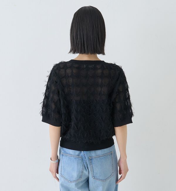 Rouge vif「ドットシアーフリンジニット」|ニット・セーター|