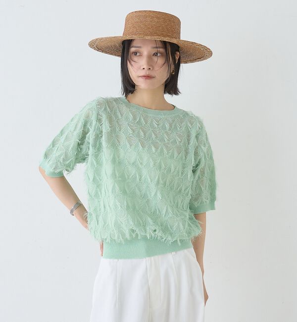 Rouge vif「ドットシアーフリンジニット」|ニット・セーター|