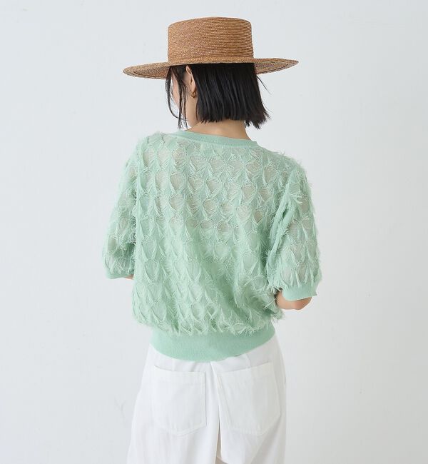 Rouge vif「ドットシアーフリンジニット」|ニット・セーター|