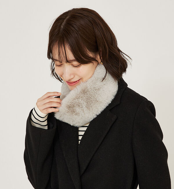 abahouse mavie「エコファーティペット」|マフラー|ライトグレー