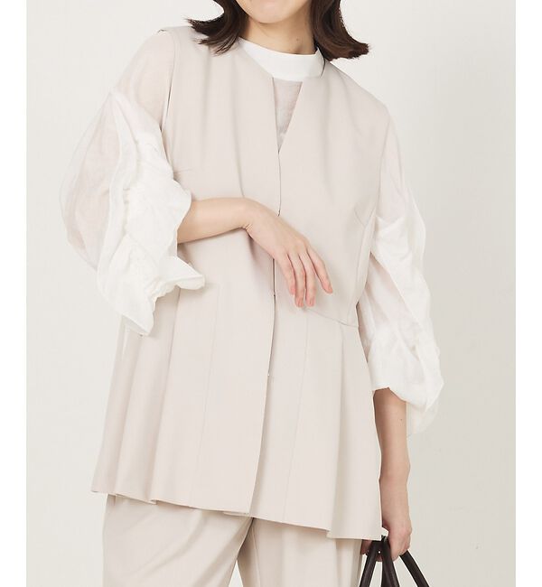 abahouse mavie「【エニデイカセット】タック切り替えジレ/セミオケ/きれいめ/レイヤード/ベスト/」|ベスト・ジレ|グレージュ