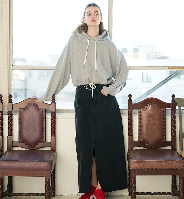 abahouse mavie「【前後スリット】Aラインデニムロングスカート/ハイウエスト/スタイルアップ/春服」|スカート|