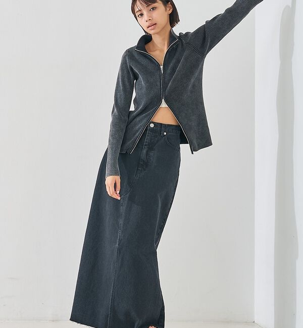 abahouse mavie「【前後スリット】Aラインデニムロングスカート/ハイウエスト/スタイルアップ/春服」|スカート|