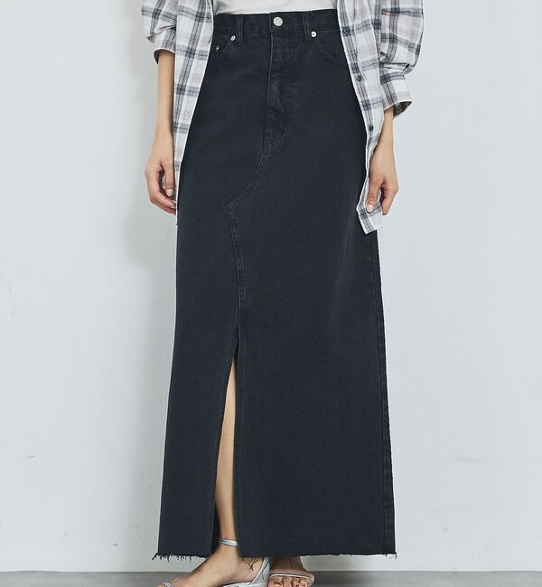 abahouse mavie「【前後スリット】Aラインデニムロングスカート/ハイウエスト/スタイルアップ/春服」|スカート|