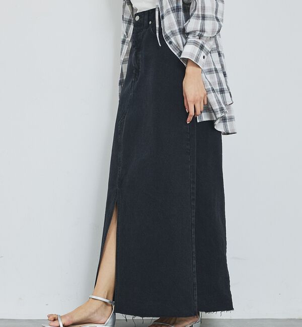 abahouse mavie「【前後スリット】Aラインデニムロングスカート/ハイウエスト/スタイルアップ/春服」|スカート|
