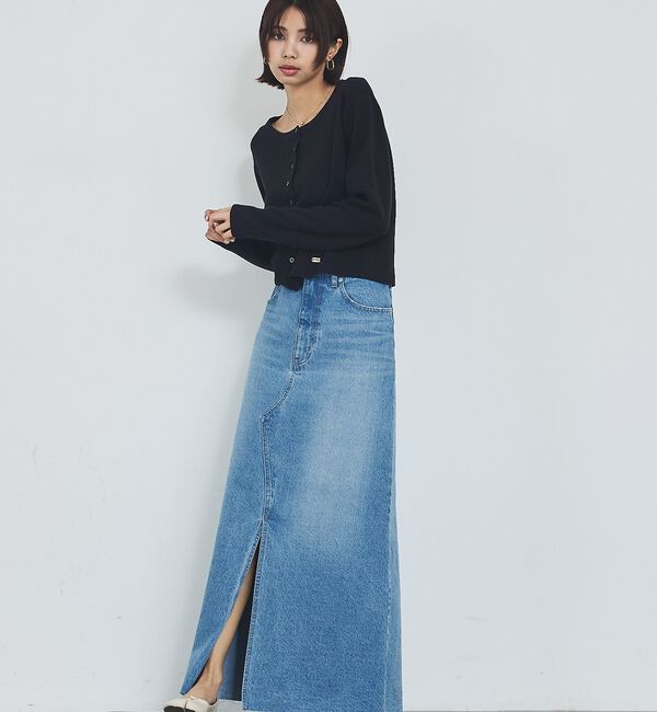 abahouse mavie「【前後スリット】Aラインデニムロングスカート/ハイウエスト/スタイルアップ/春服」|スカート|