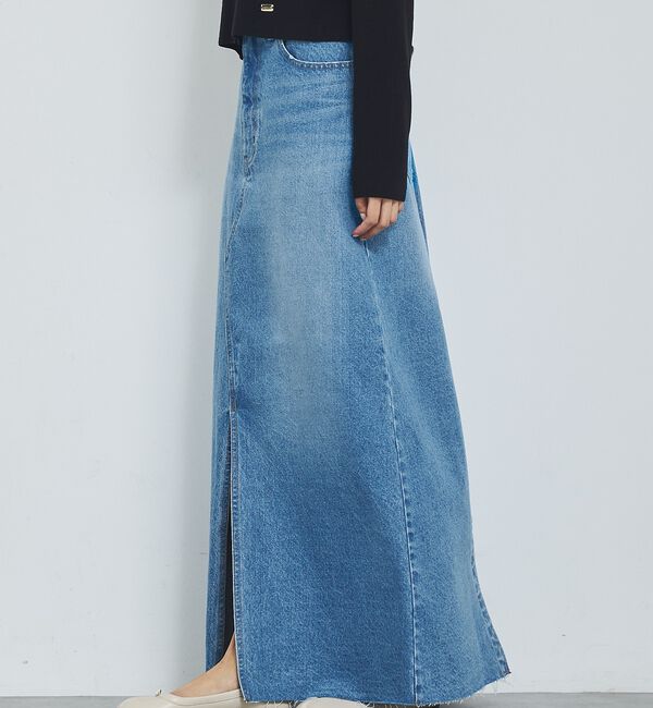 abahouse mavie「【前後スリット】Aラインデニムロングスカート/ハイウエスト/スタイルアップ/春服」|スカート|