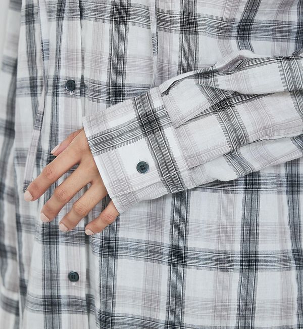 abahouse mavie「【シアー素材】チェックフードシャツ/春服/夏服/ゆったり/羽織り」|シャツ・ブラウス|