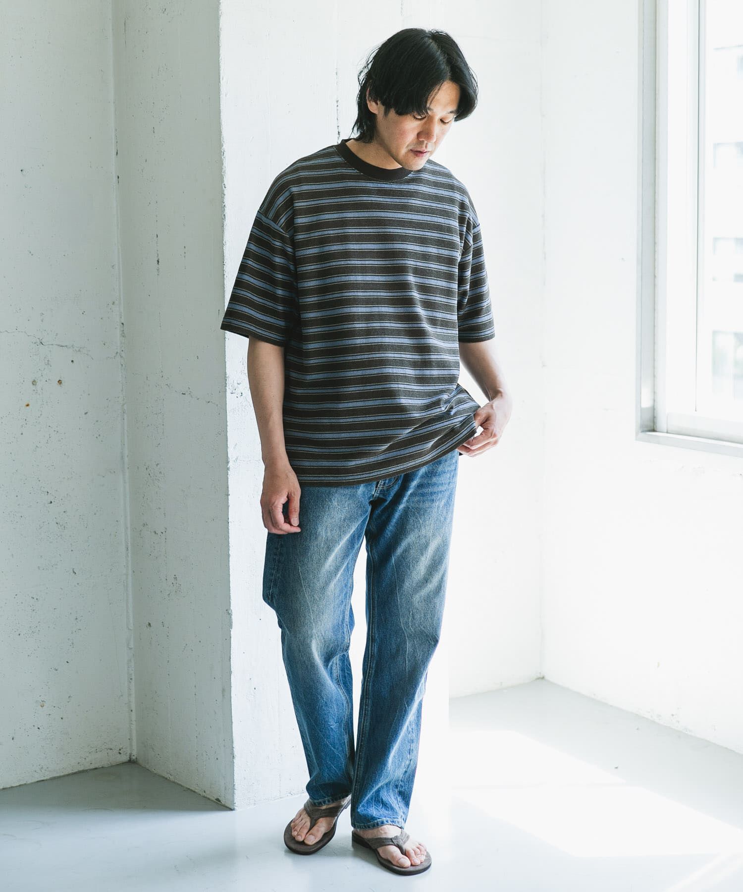 URBAN RESEARCH DOORS「プリントボーダーショートスリーブTシャツ」|Tシャツ・カットソー|