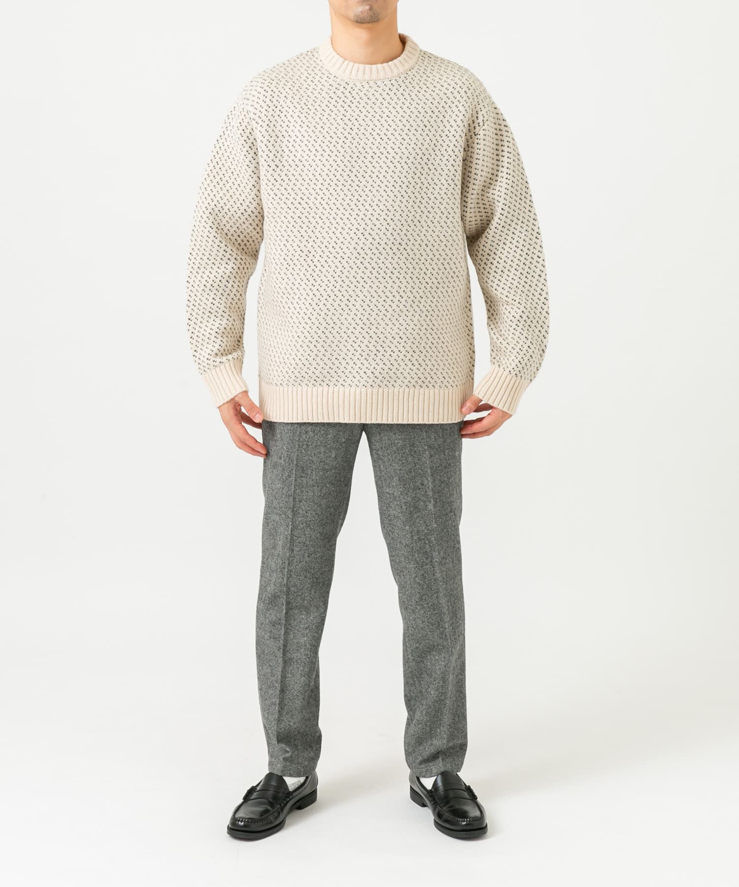 URBAN RESEARCH ROSSO「『XLサイズあり』バーズアイ柄クルーネックニット」|ニット・セーター|