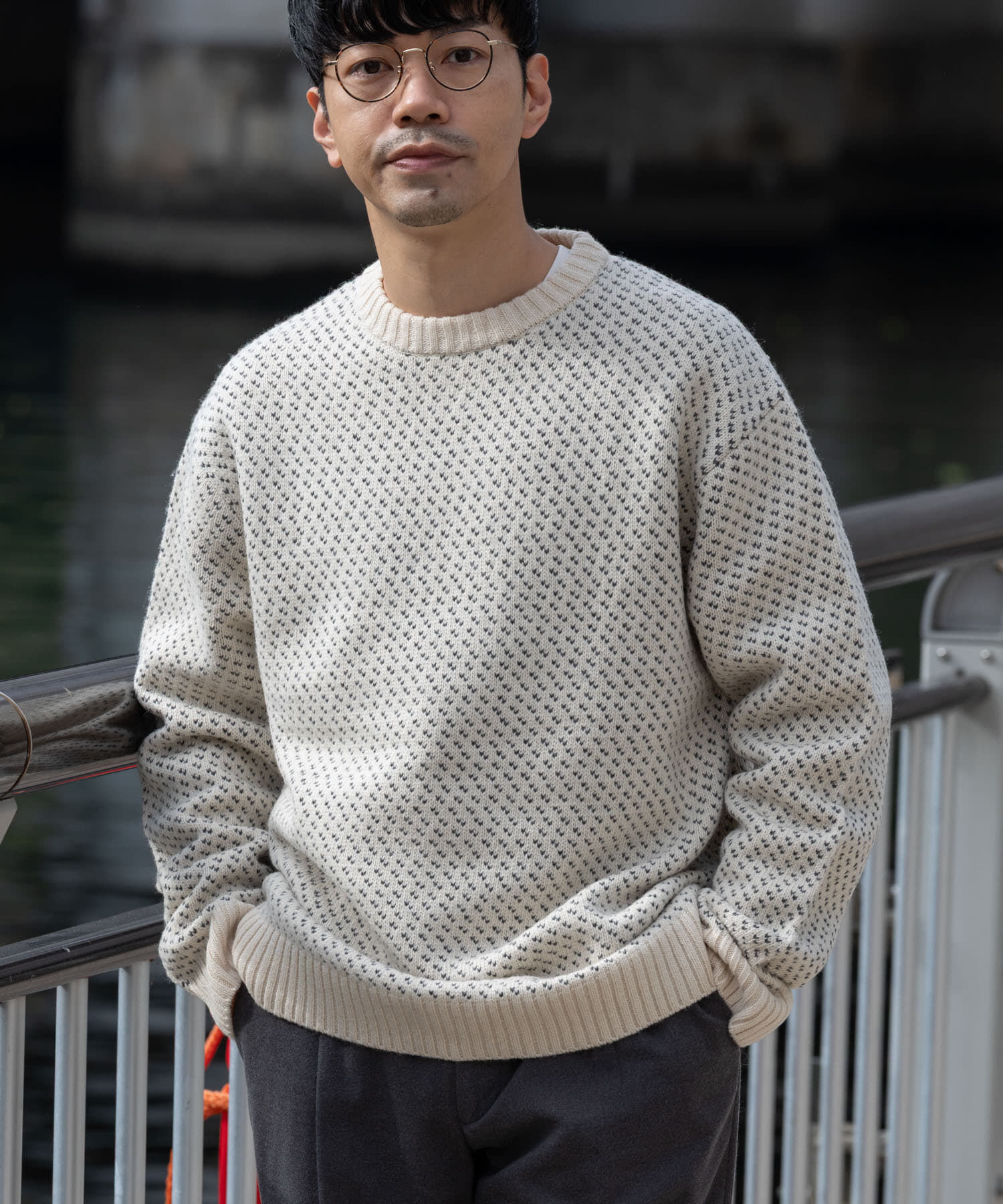 URBAN RESEARCH ROSSO「『XLサイズあり』バーズアイ柄クルーネックニット」|ニット・セーター|