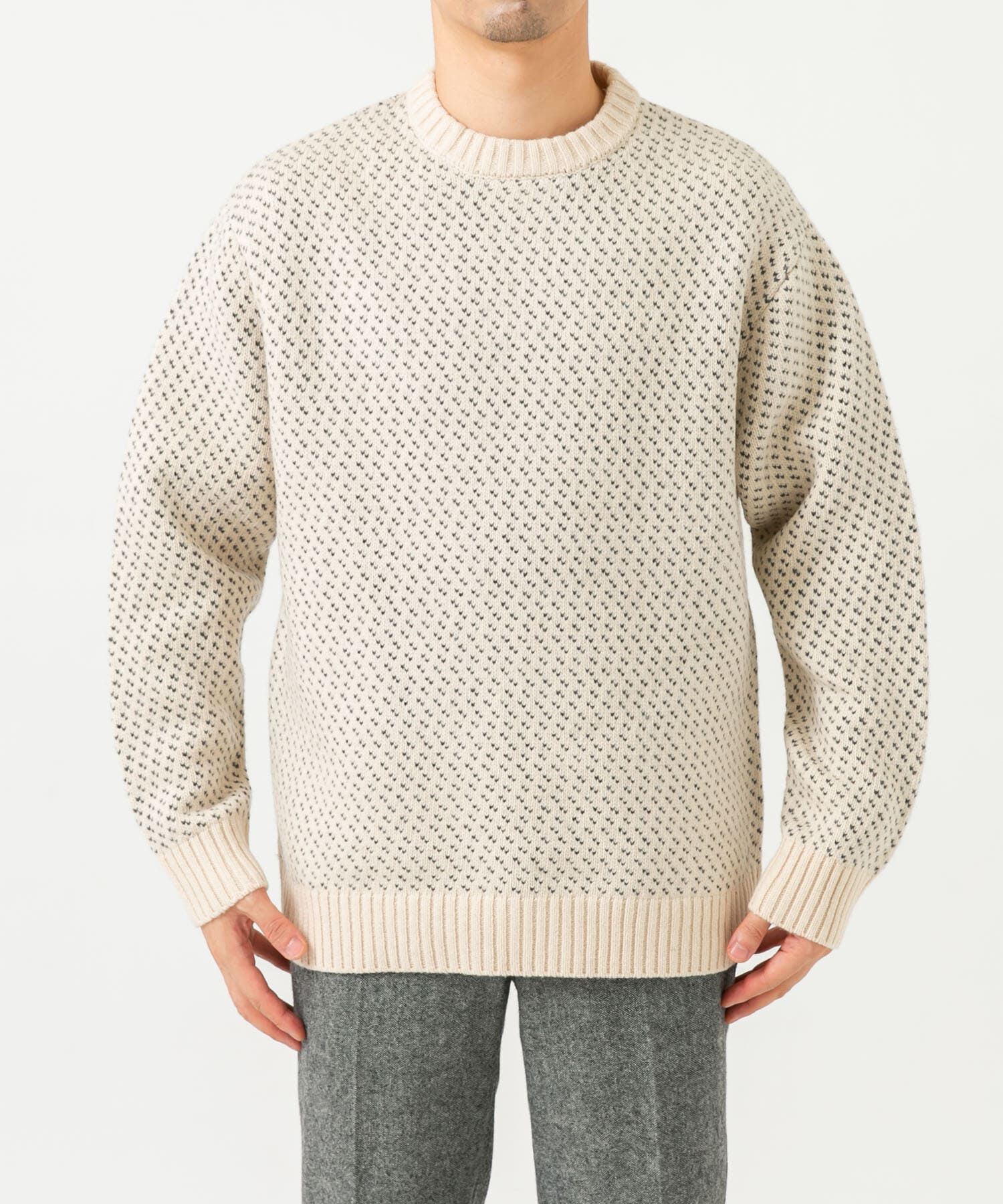 URBAN RESEARCH ROSSO「『XLサイズあり』バーズアイ柄クルーネックニット」|ニット・セーター|