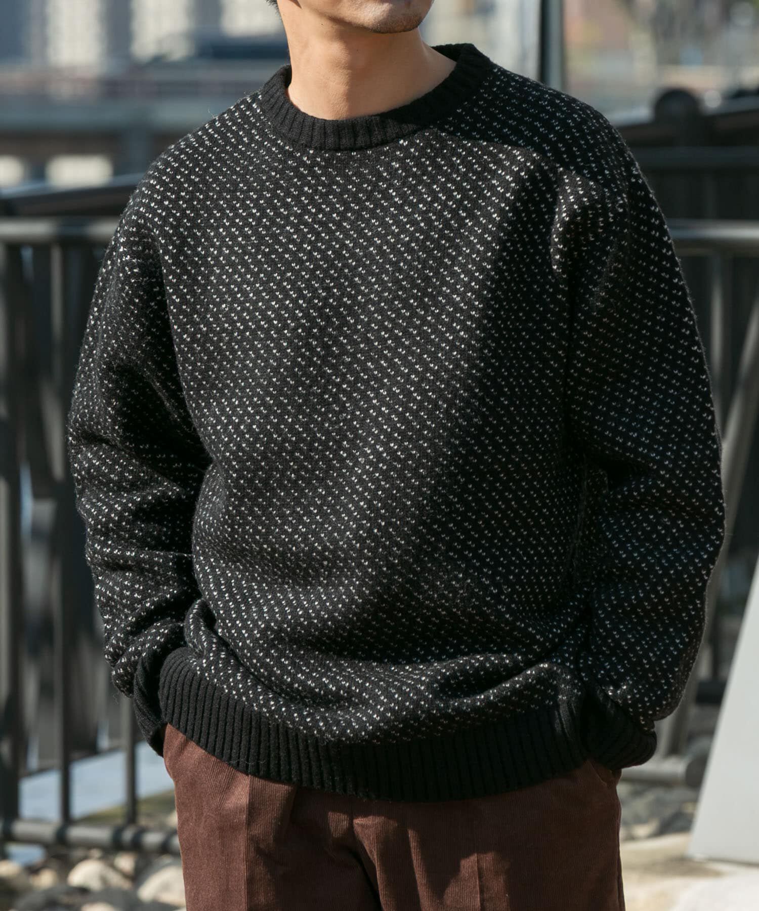 URBAN RESEARCH ROSSO「『XLサイズあり』バーズアイ柄クルーネックニット」|ニット・セーター|