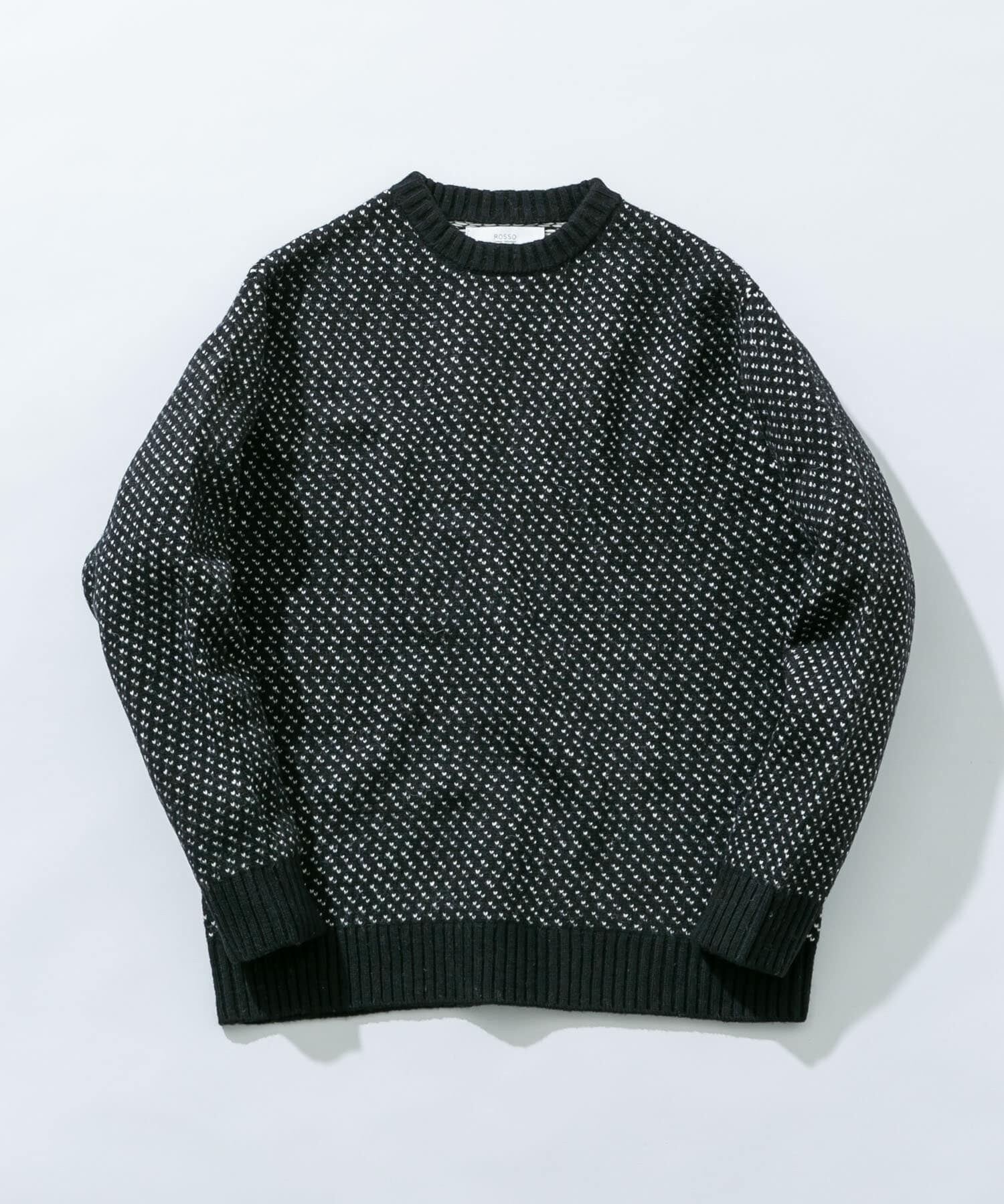 URBAN RESEARCH ROSSO「『XLサイズあり』バーズアイ柄クルーネックニット」|ニット・セーター|