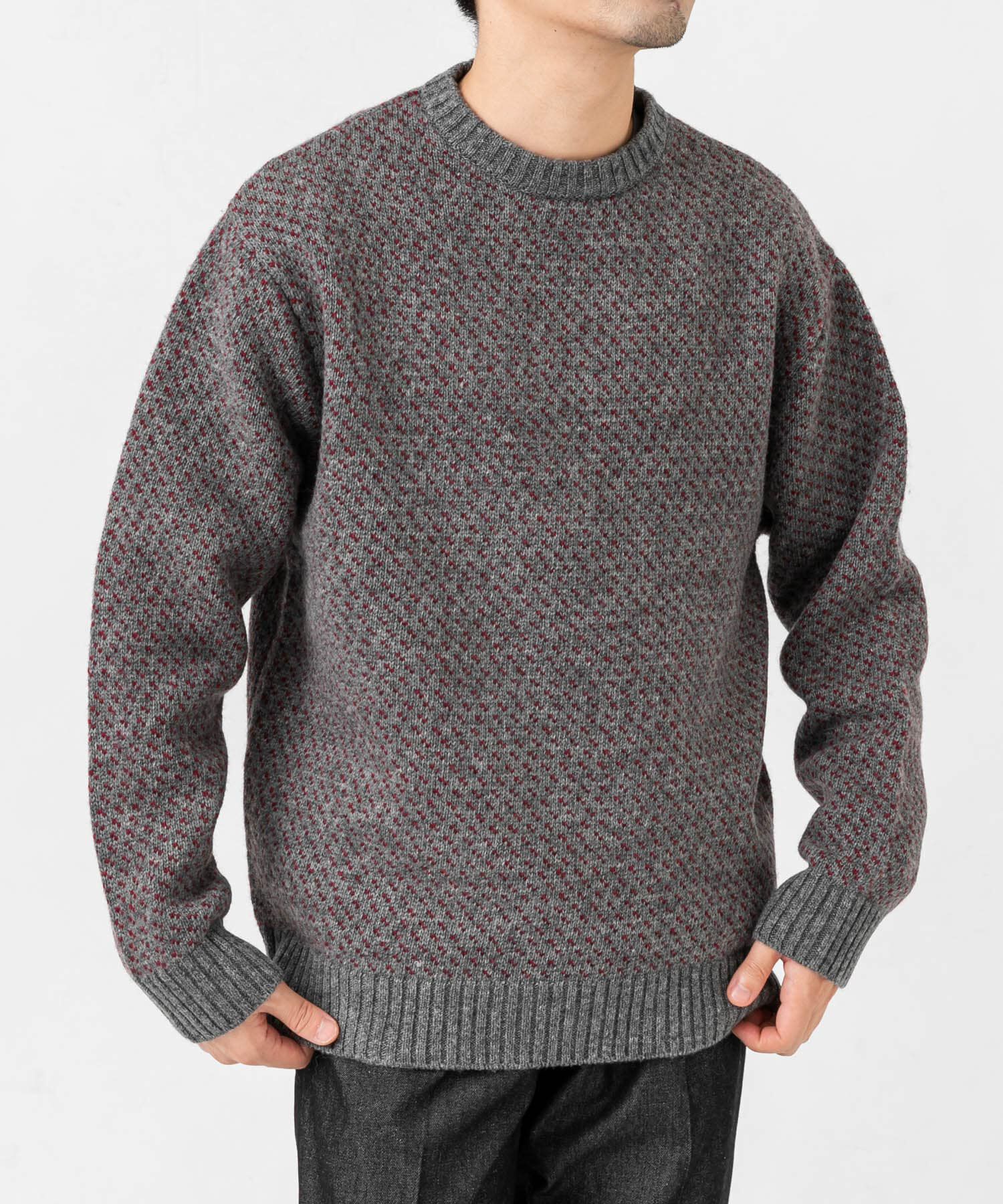 URBAN RESEARCH ROSSO「『XLサイズあり』バーズアイ柄クルーネックニット」|ニット・セーター|