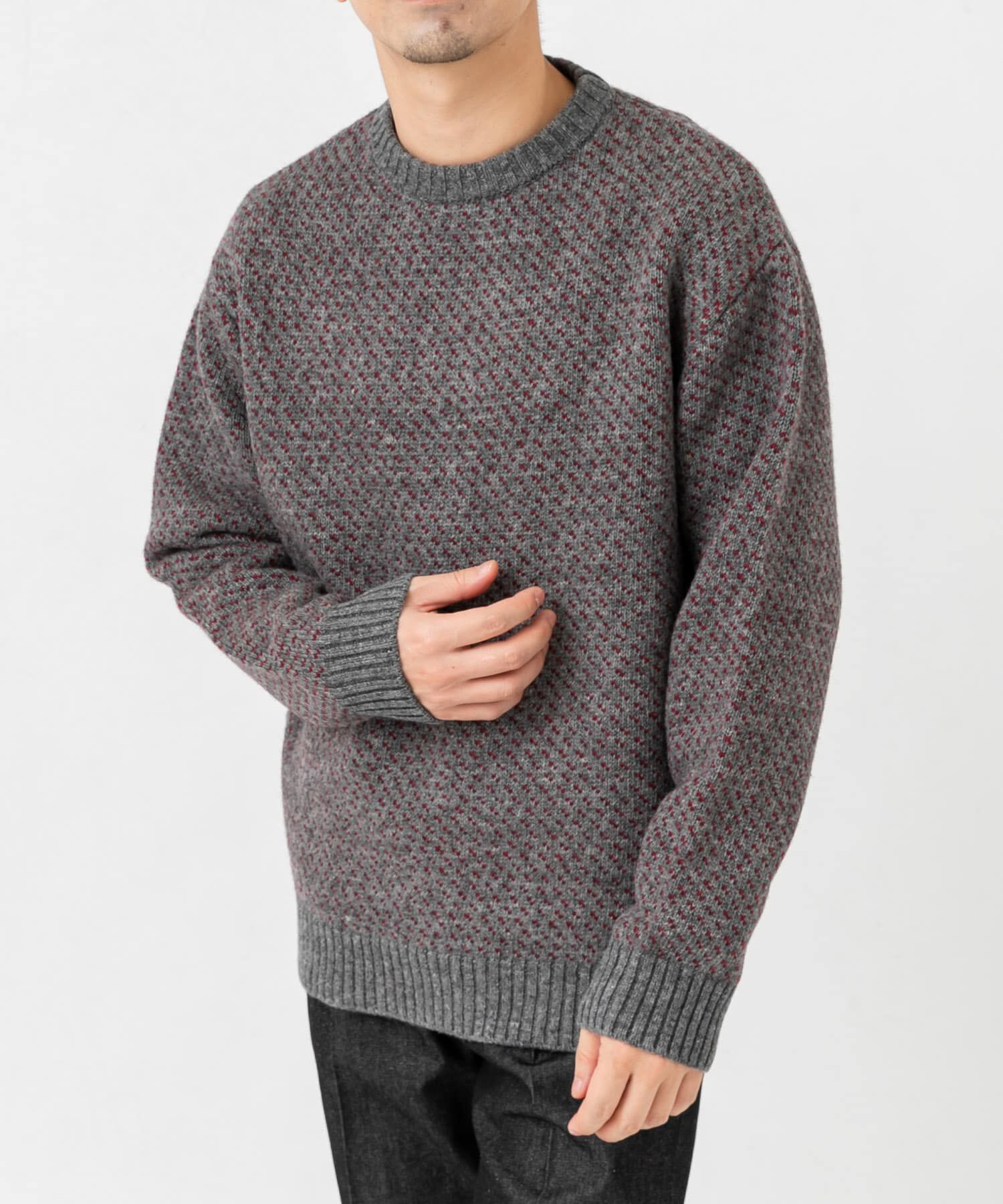 URBAN RESEARCH ROSSO「『XLサイズあり』バーズアイ柄クルーネックニット」|ニット・セーター|