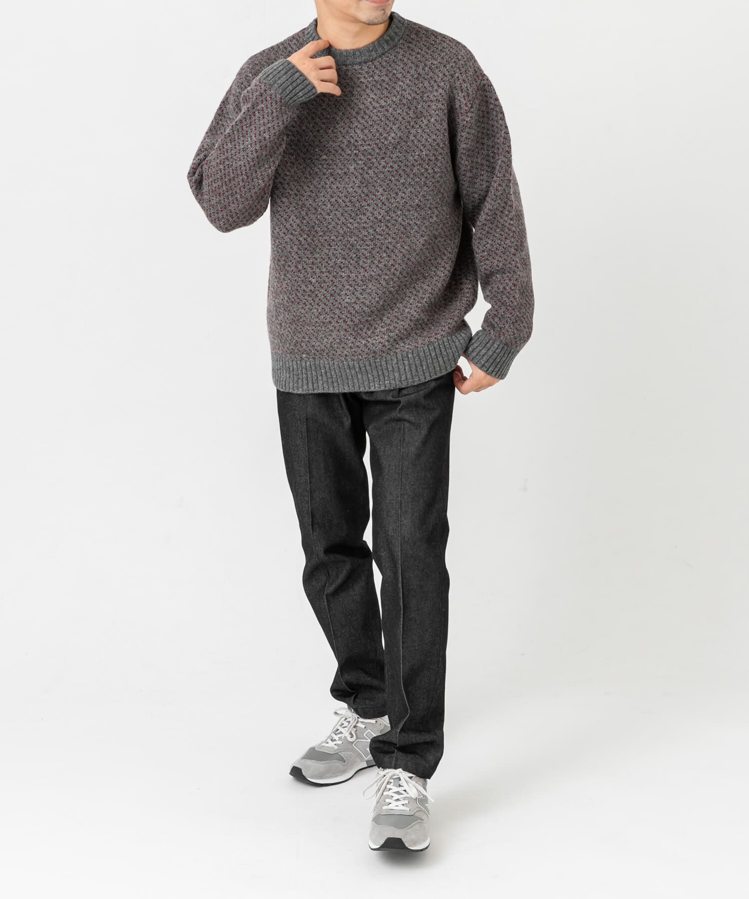 URBAN RESEARCH ROSSO「『XLサイズあり』バーズアイ柄クルーネックニット」|ニット・セーター|