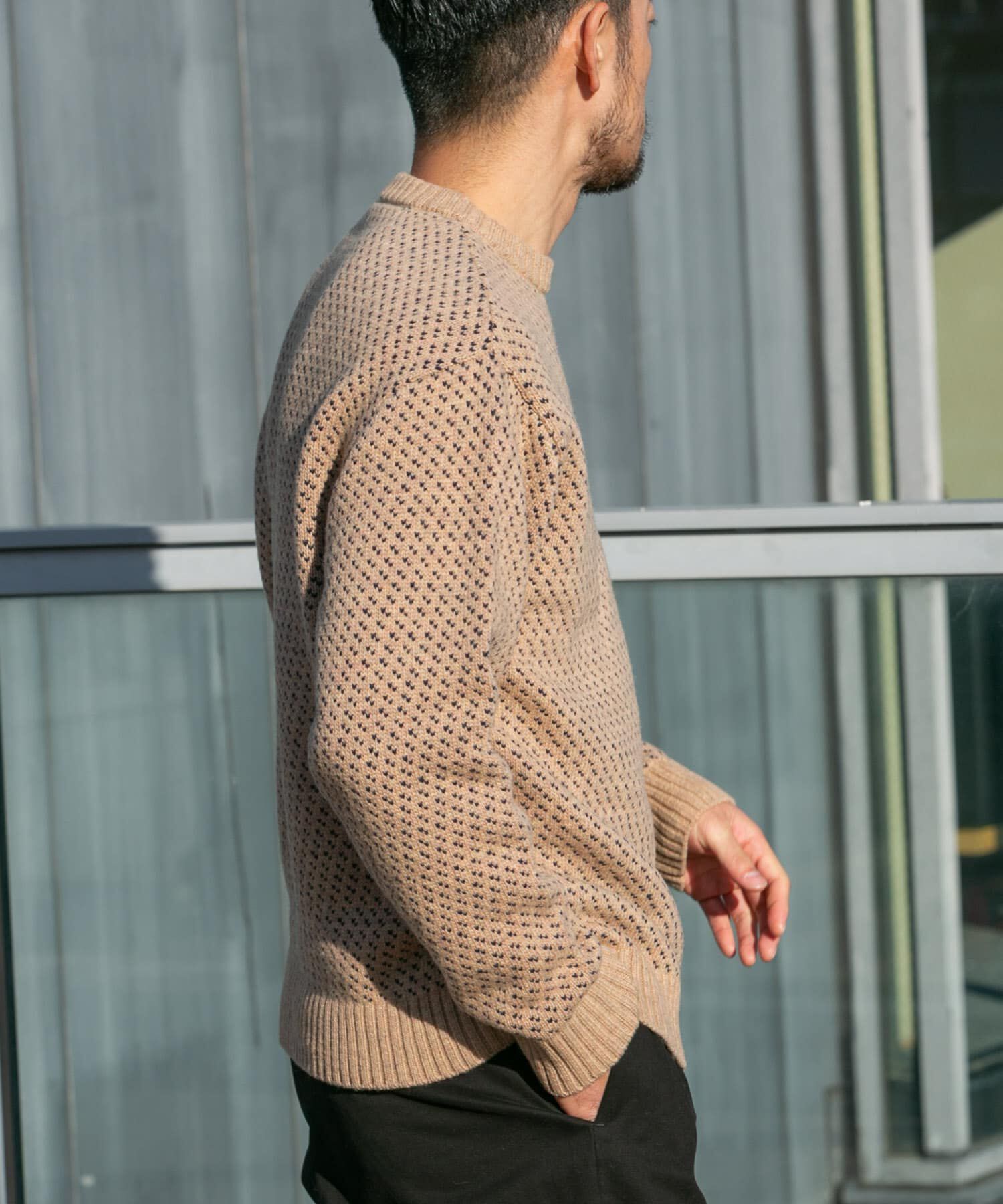 URBAN RESEARCH ROSSO「『XLサイズあり』バーズアイ柄クルーネックニット」|ニット・セーター|