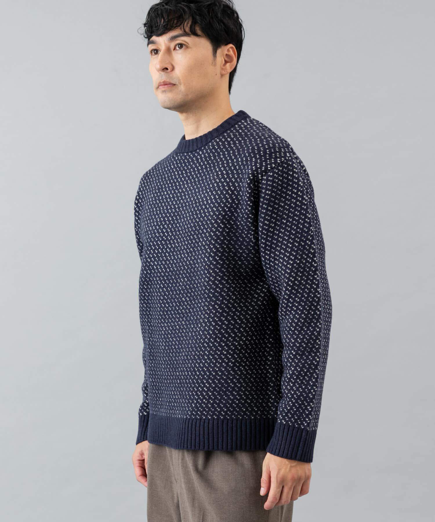 URBAN RESEARCH ROSSO「『XLサイズあり』バーズアイ柄クルーネックニット」|ニット・セーター|