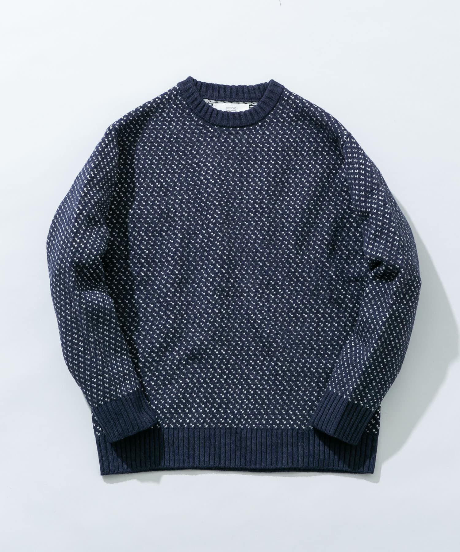 URBAN RESEARCH ROSSO「『XLサイズあり』バーズアイ柄クルーネックニット」|ニット・セーター|