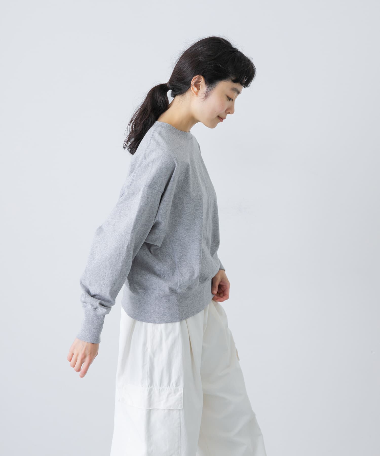 かぐれ「オープンエンドクルーネックプルオーバー」|Tシャツ・カットソー|グレー