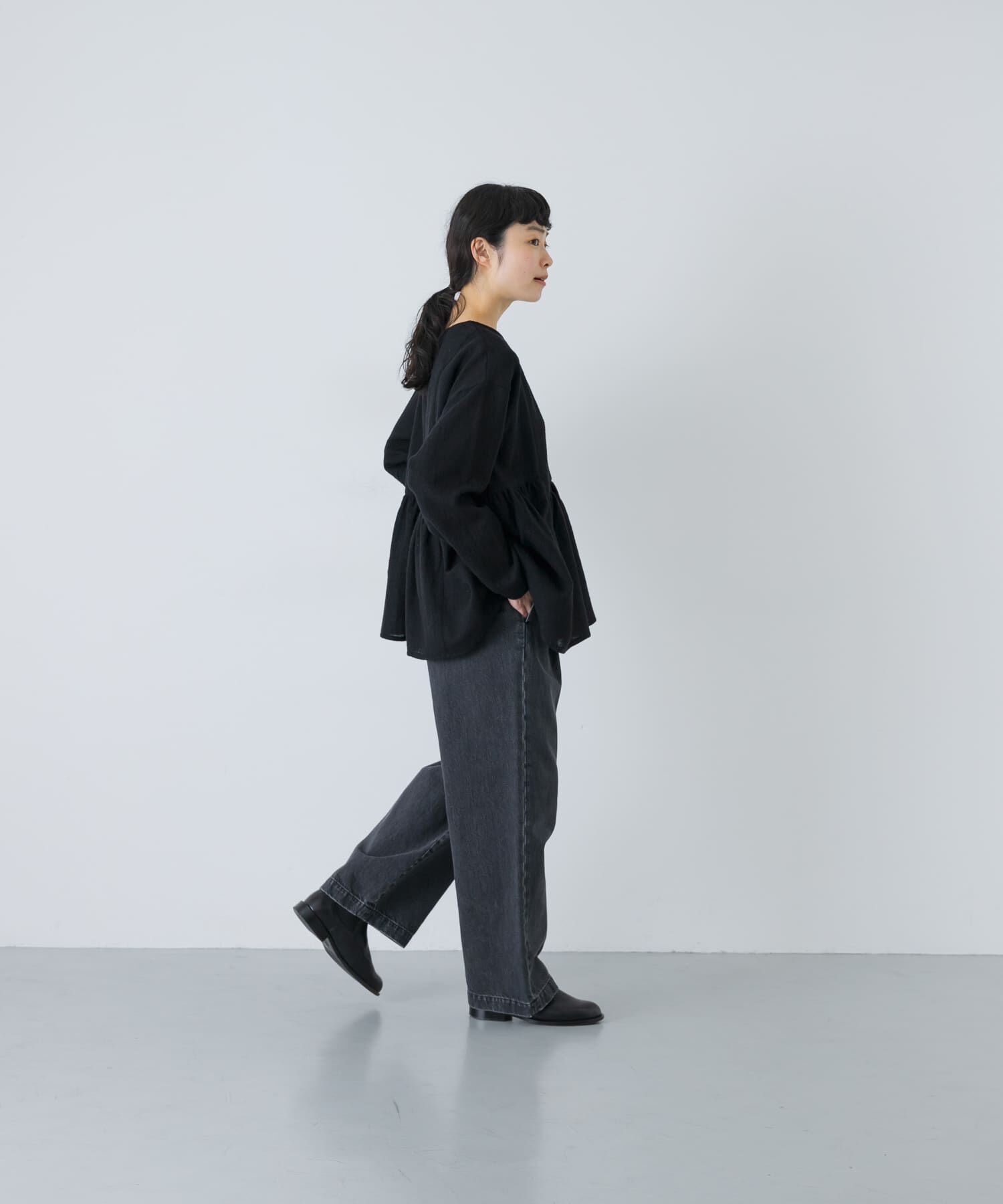 かぐれ「ウールガーゼギャザープルオーバー」|シャツ・ブラウス|