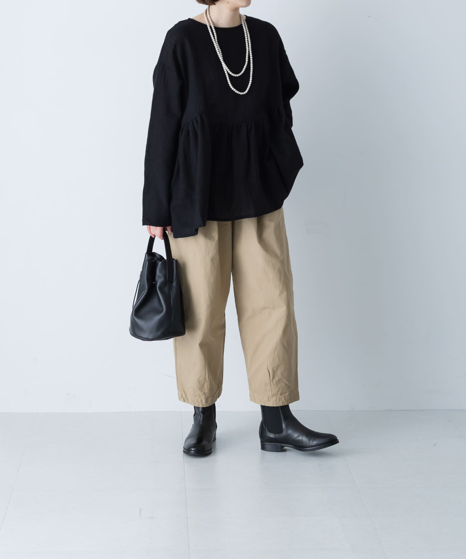 かぐれ「ウールガーゼギャザープルオーバー」|シャツ・ブラウス|