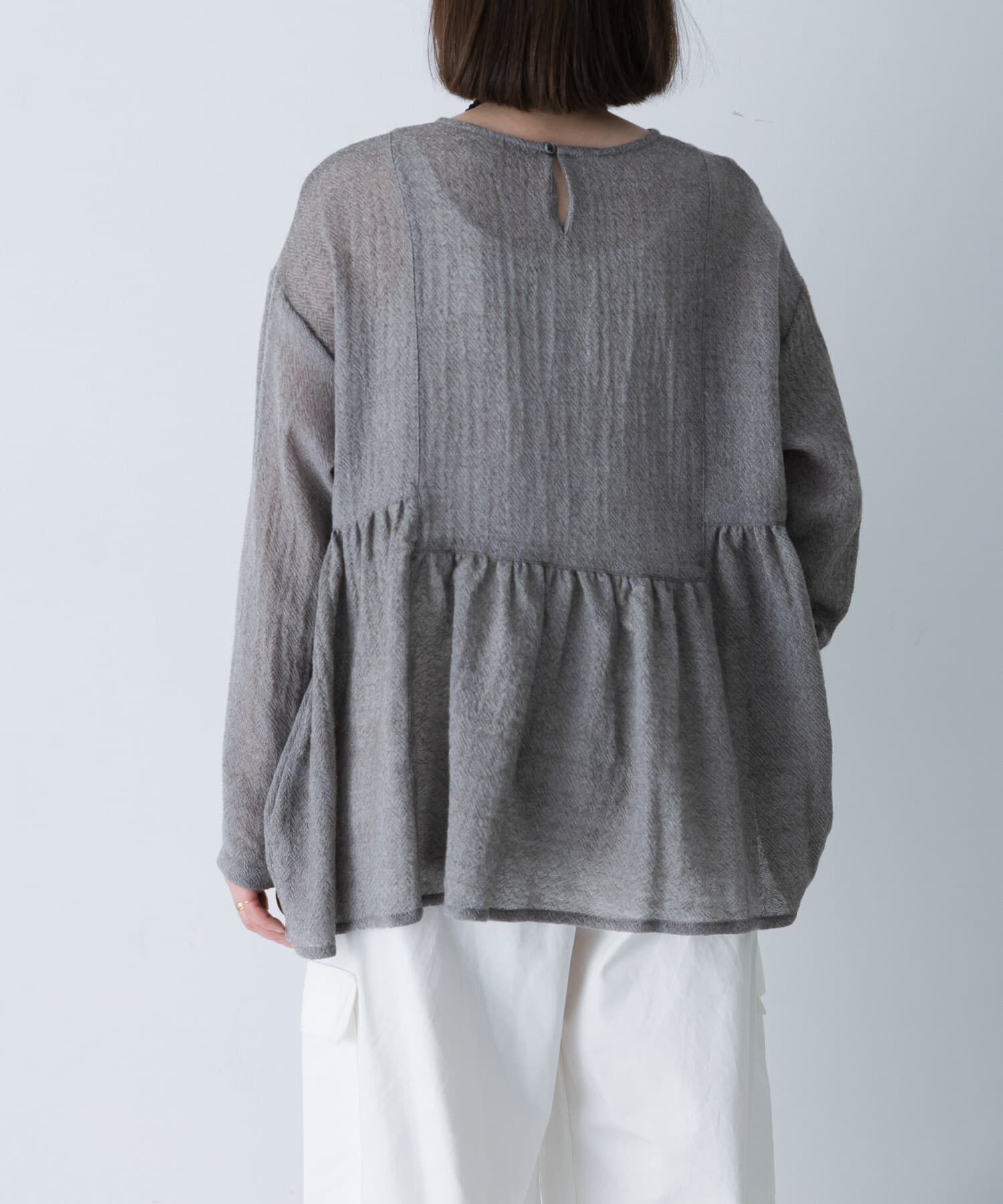 かぐれ「ウールガーゼギャザープルオーバー」|シャツ・ブラウス|