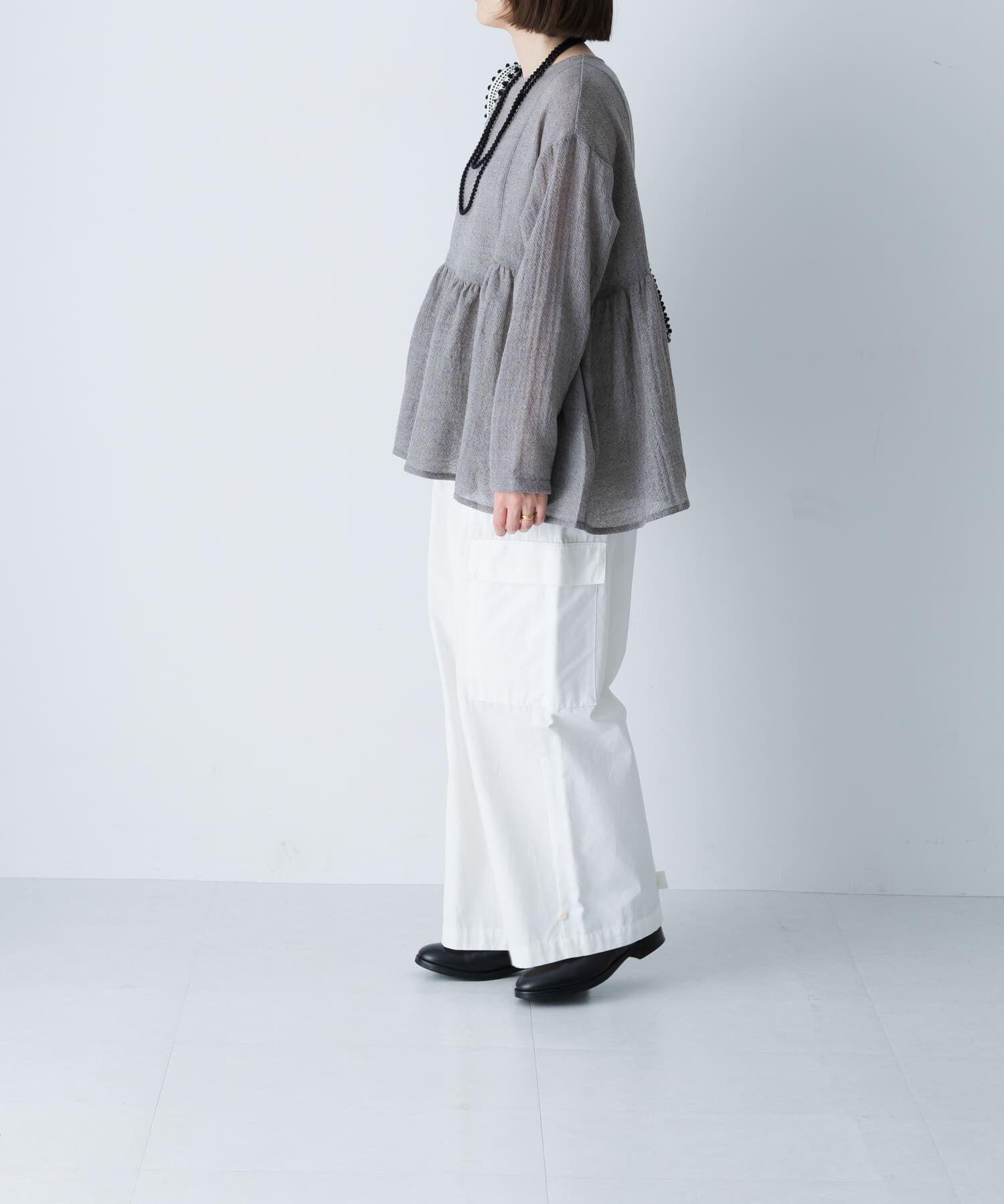 かぐれ「ウールガーゼギャザープルオーバー」|シャツ・ブラウス|