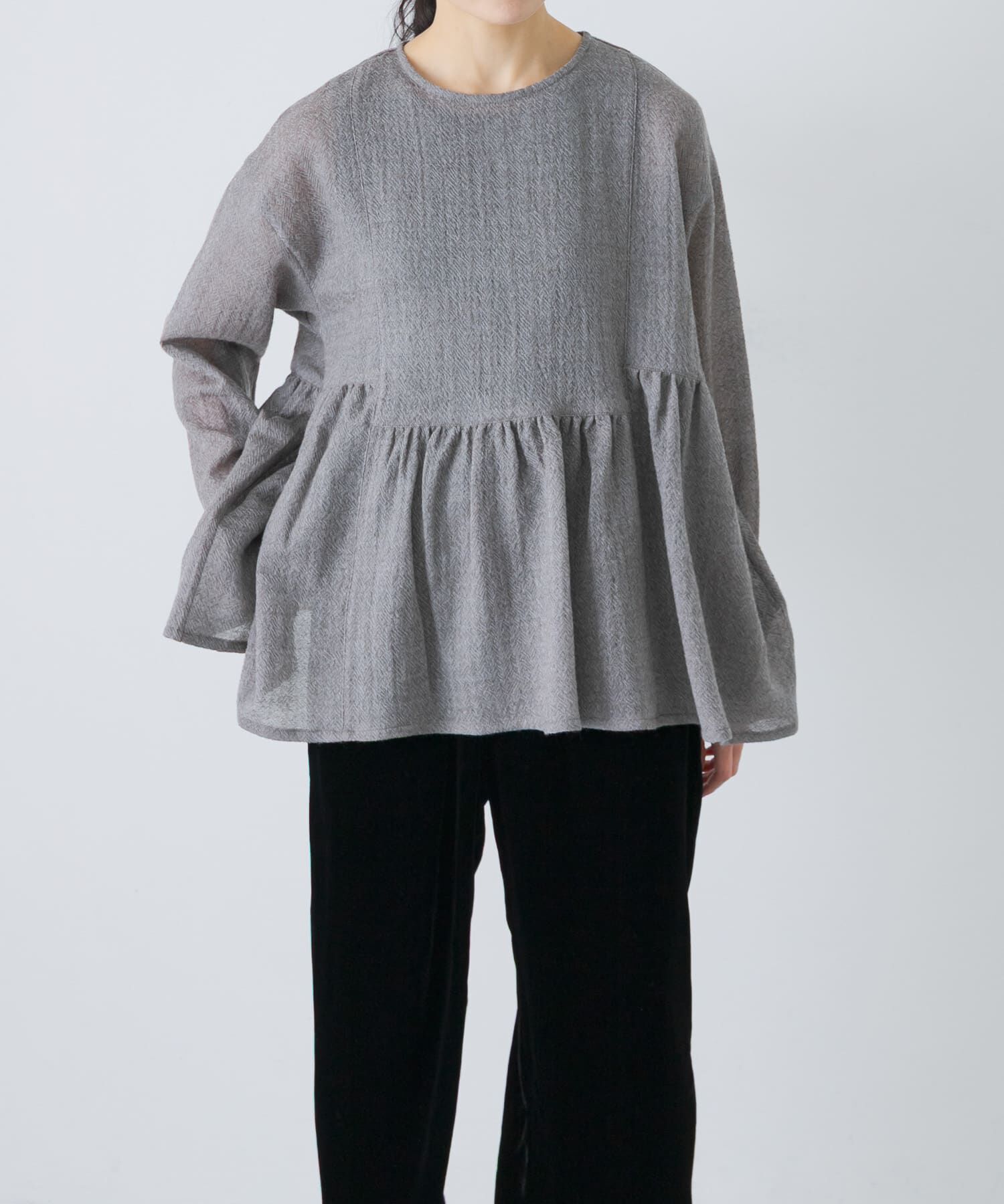 かぐれ「ウールガーゼギャザープルオーバー」|シャツ・ブラウス|