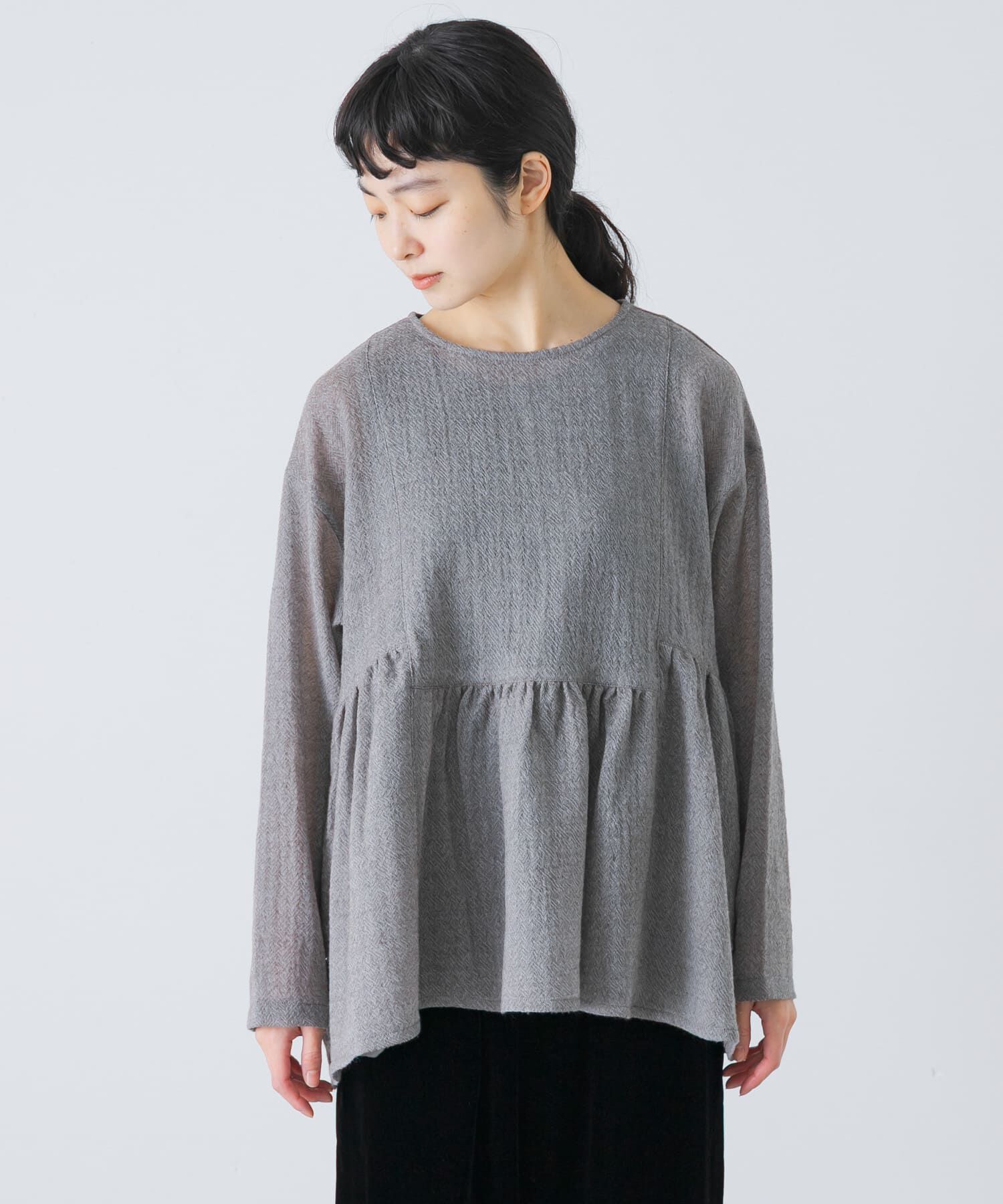 かぐれ「ウールガーゼギャザープルオーバー」|シャツ・ブラウス|