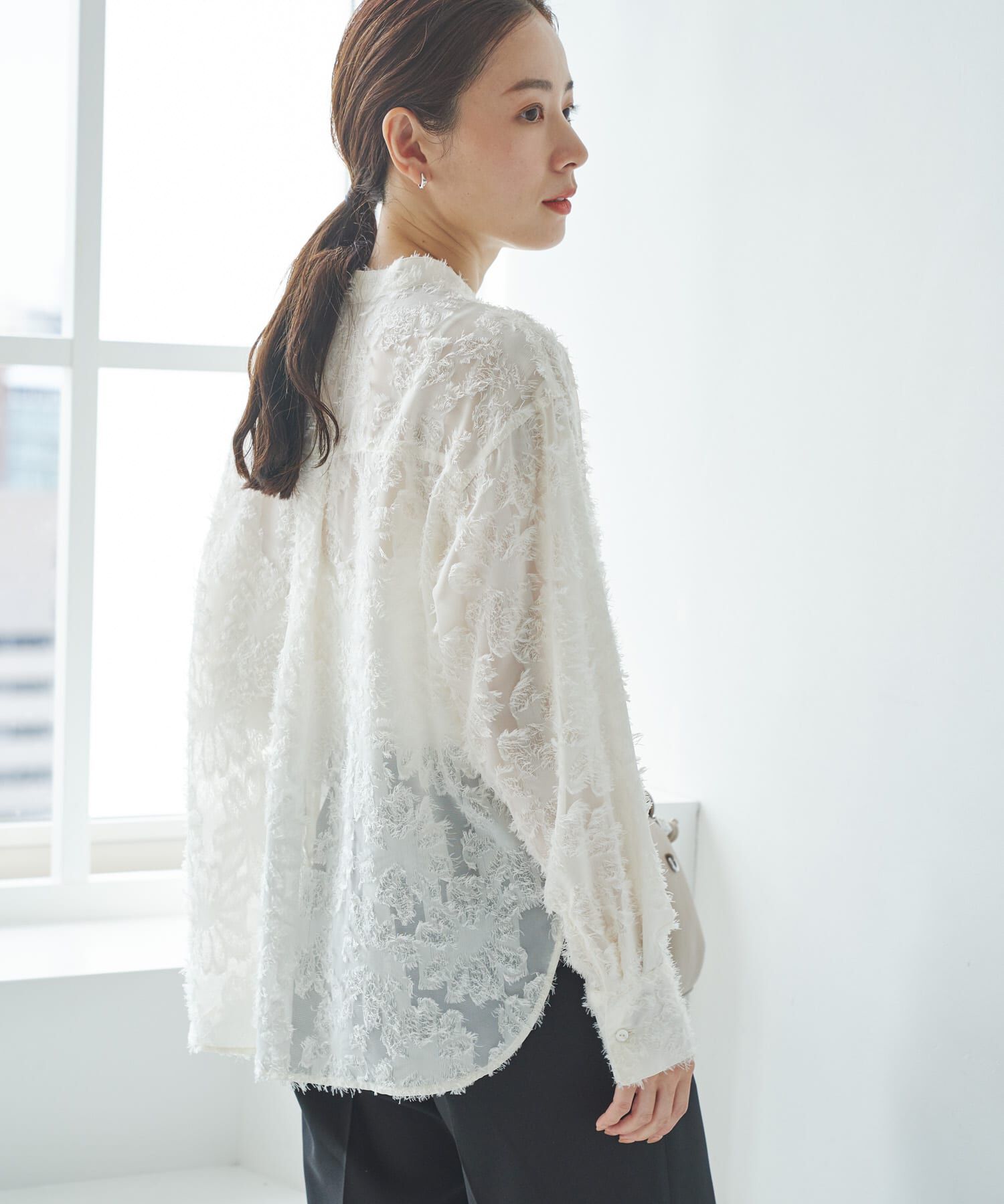 URBAN RESEARCH「カットジャガードバンドカラーシャツ」|シャツ・ブラウス|