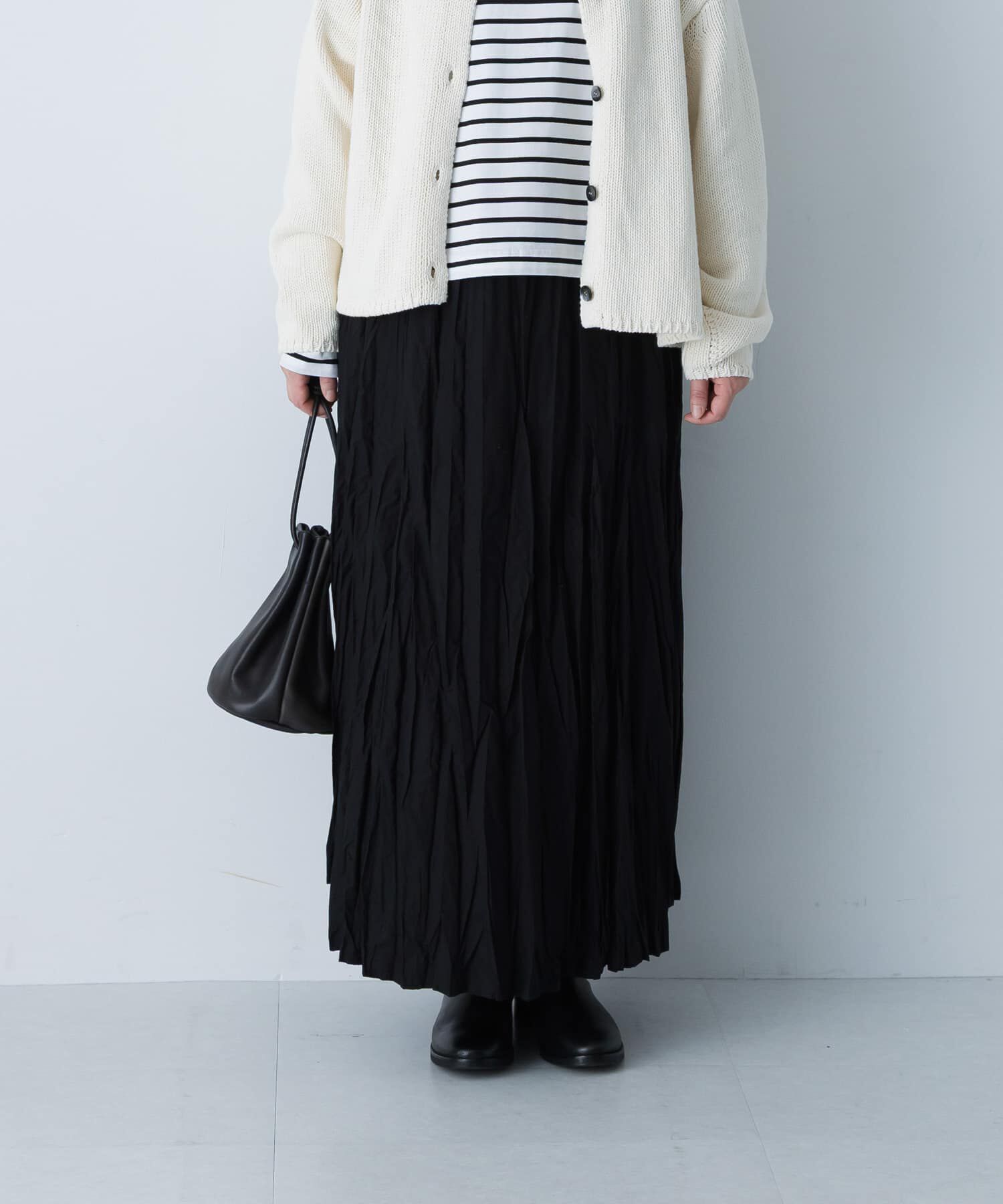 かぐれ「コットンクリンクルスカート」|スカート|ブラック