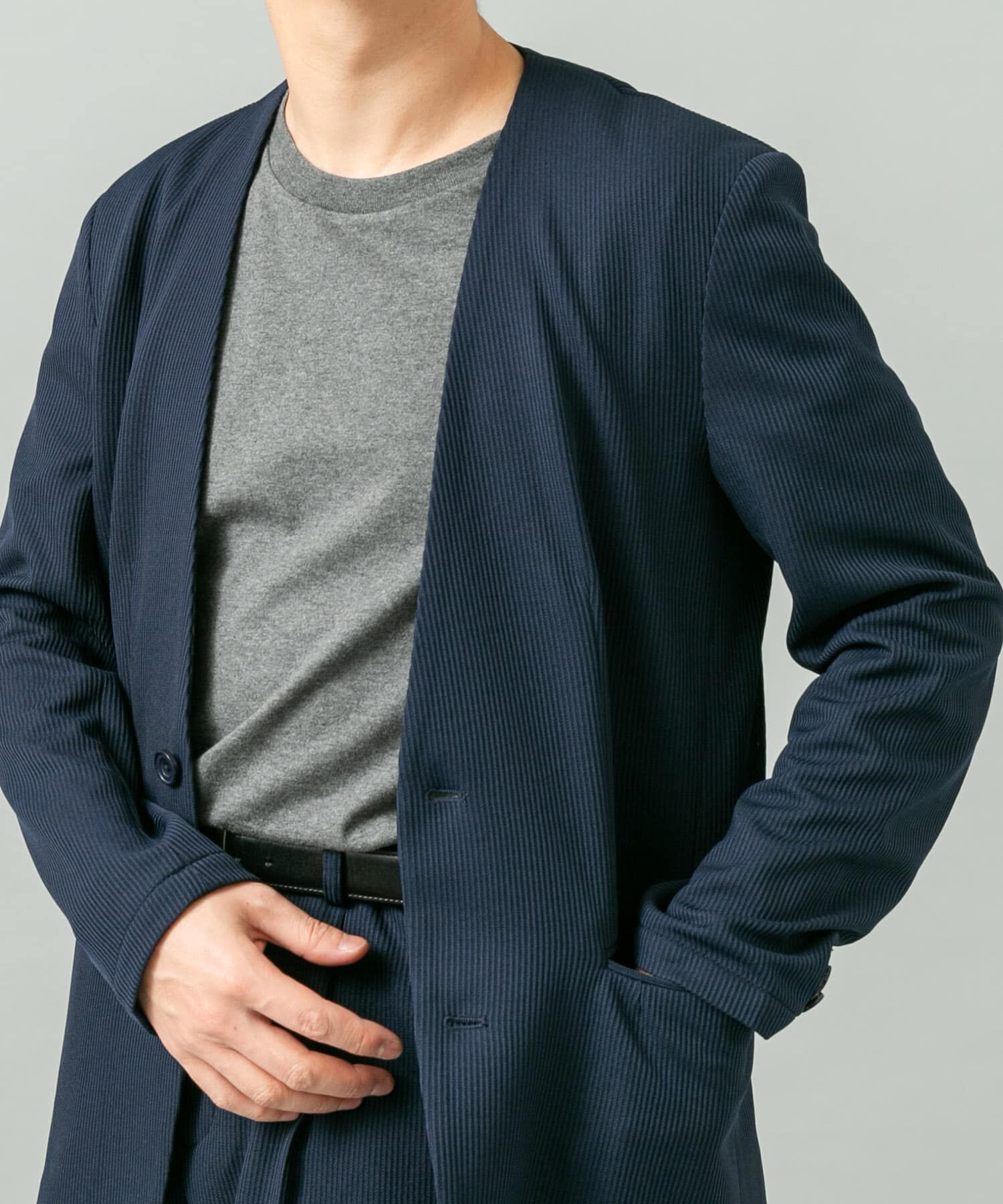 URBAN RESEARCH ROSSO「『セットアップ対応』『速乾』シリウスノーカラージャケット」|ノーカラージャケット|ネイビー