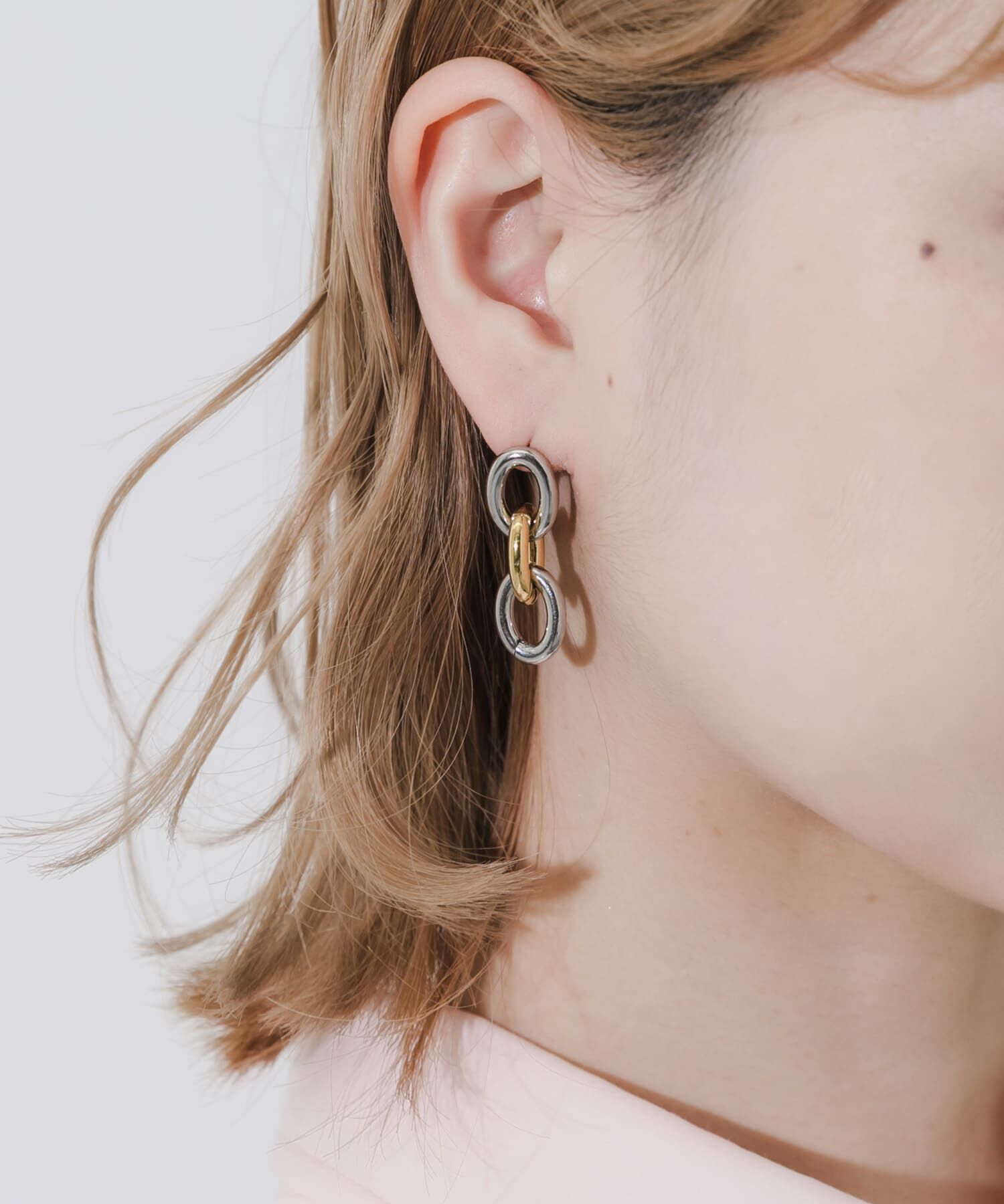 SMELLY「ステンレスコンビカラーチェーンピアス」|ピアス|