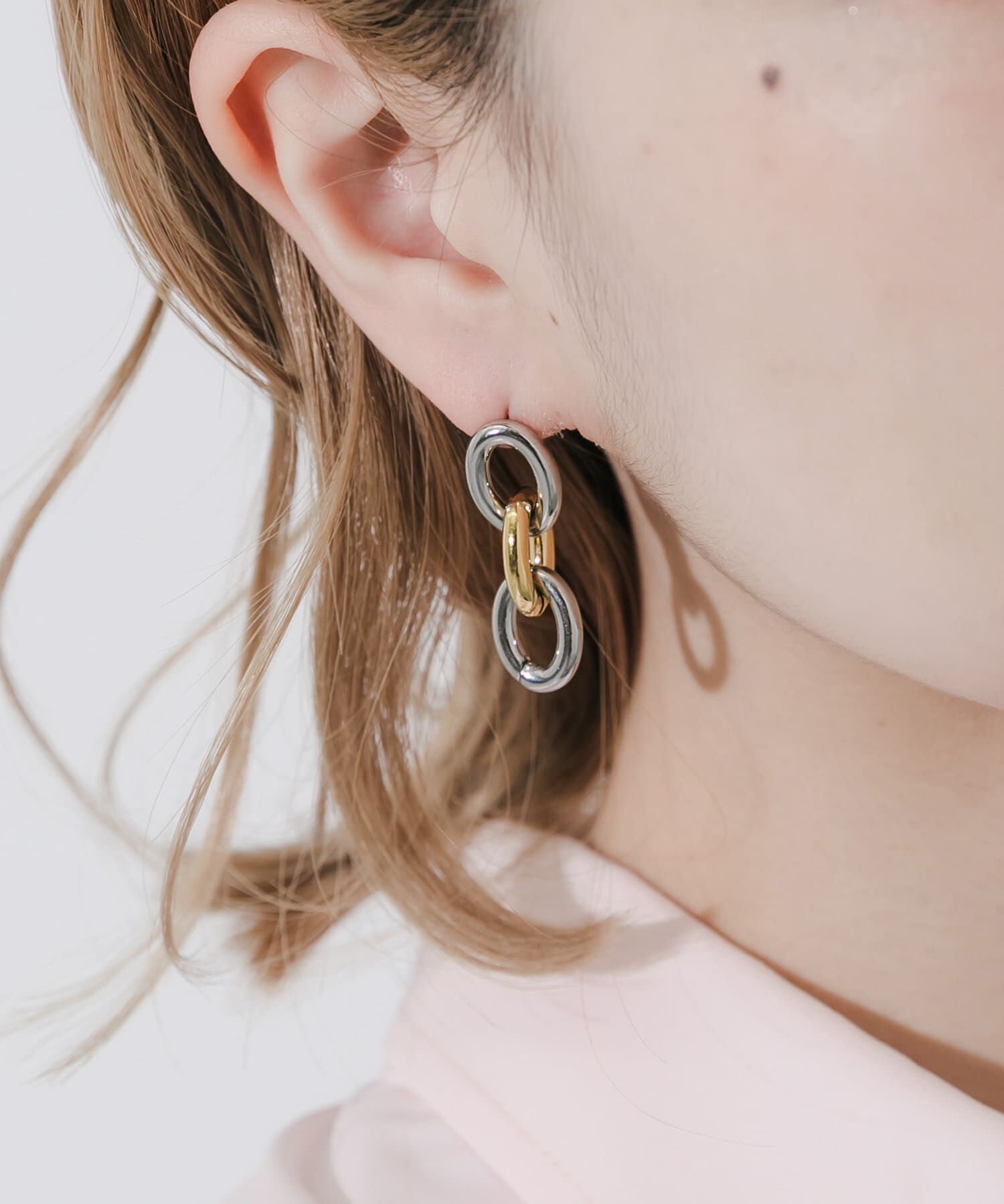 SMELLY「ステンレスコンビカラーチェーンピアス」|ピアス|