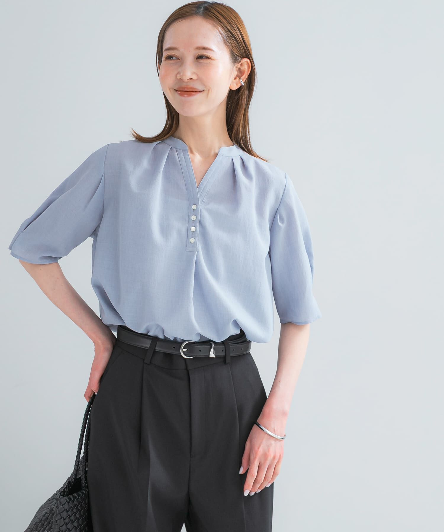 URBAN RESEARCH ROSSO「『UR TECH DRYLUXE』 デザインスリーブブラウス」|シャツ・ブラウス|