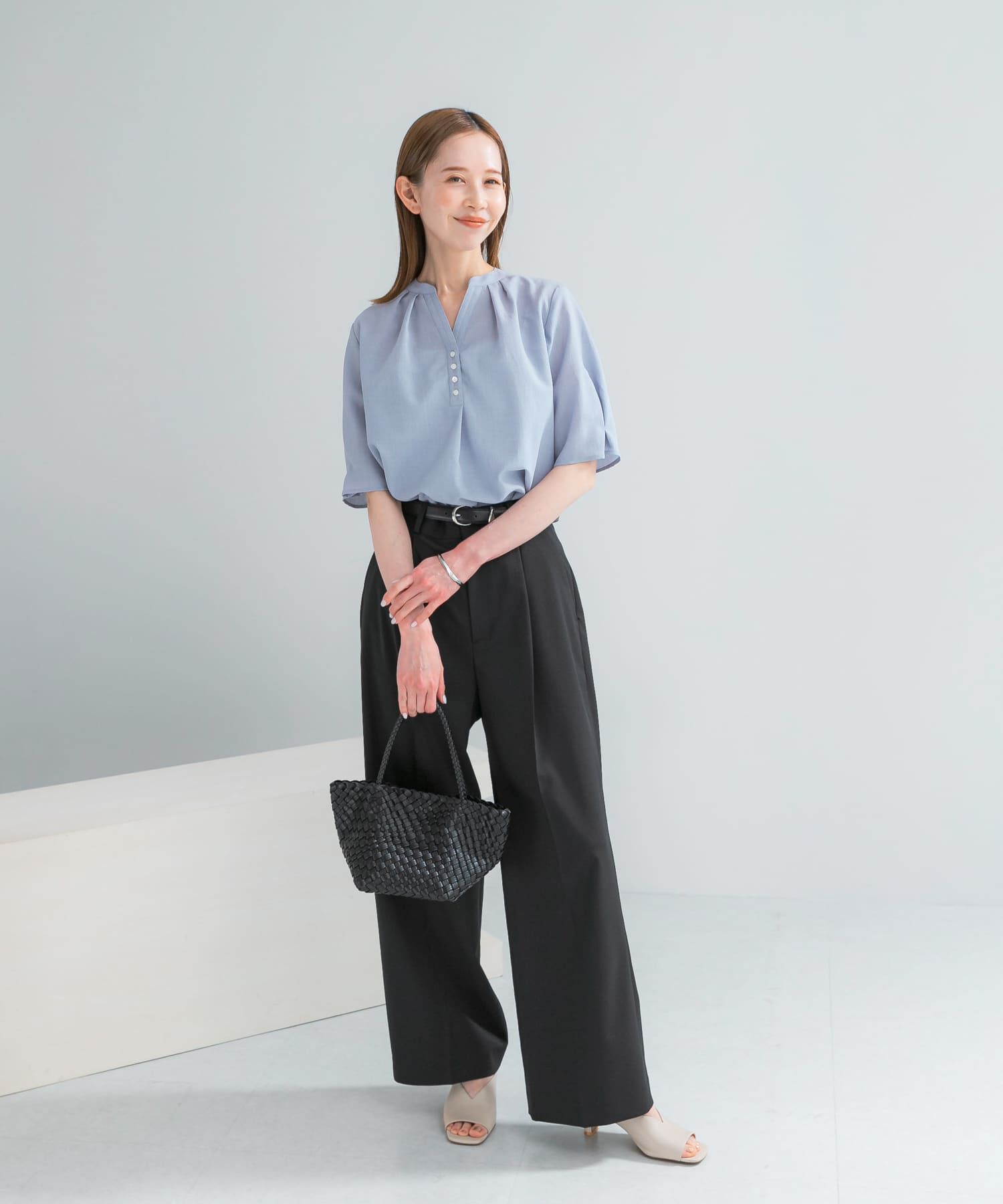 URBAN RESEARCH ROSSO「『UR TECH DRYLUXE』 デザインスリーブブラウス」|シャツ・ブラウス|