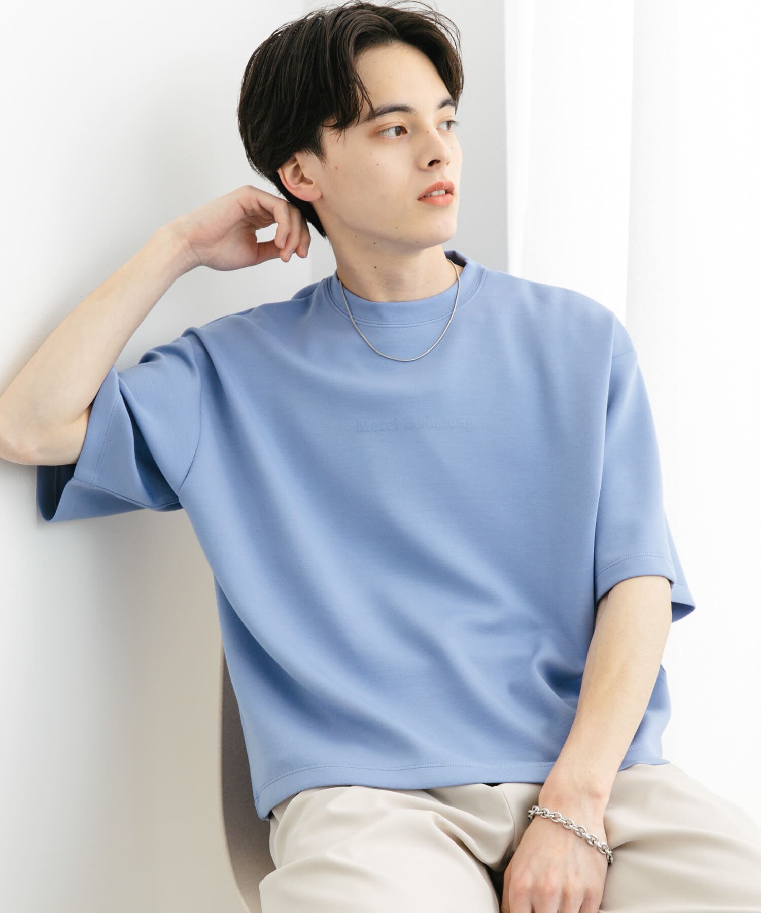 SENSE OF PLACE by URBAN RESEARCH「french ロゴショートスリーブTシャツ」|Tシャツ・カットソー|ブルー