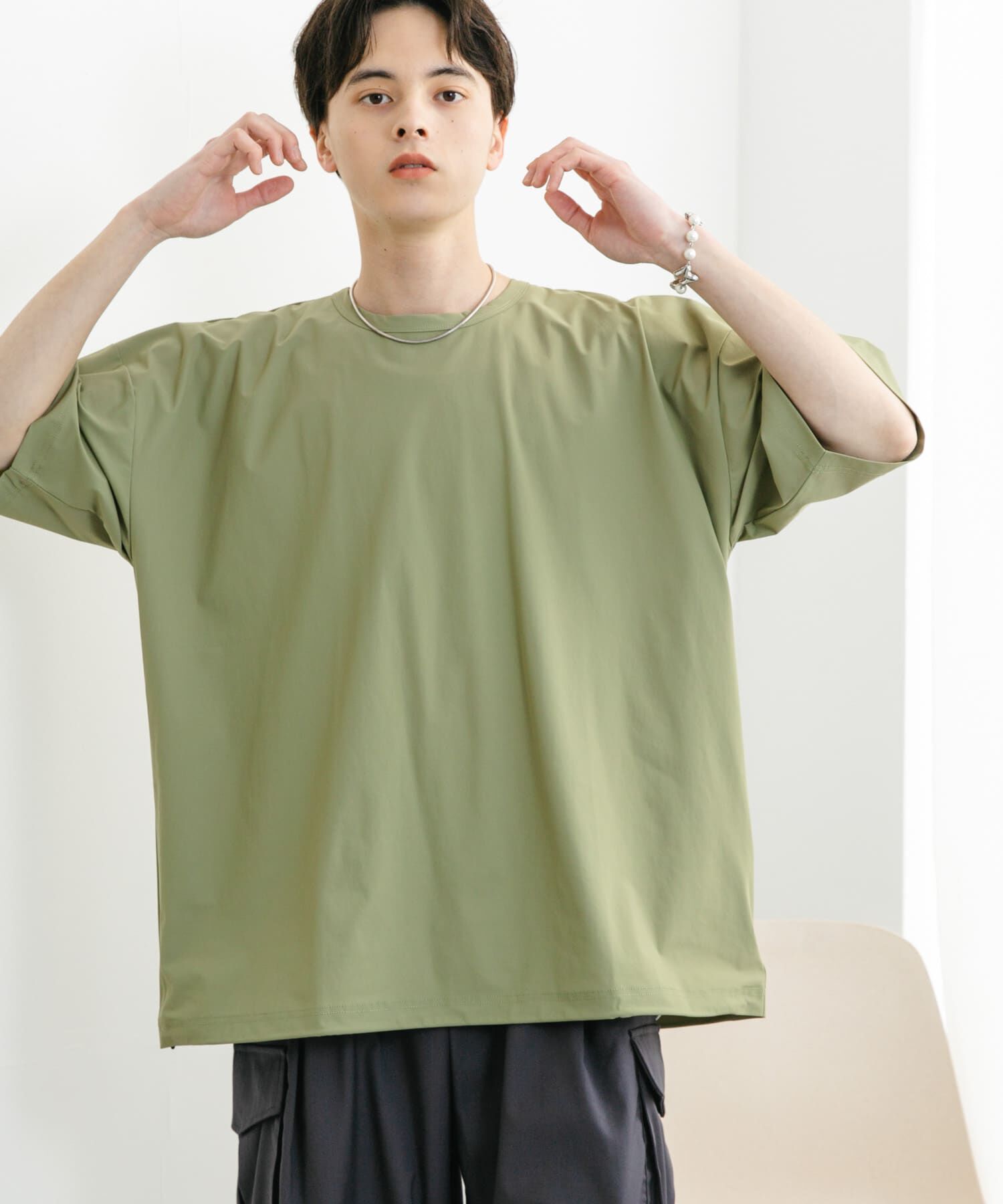 SENSE OF PLACE by URBAN RESEARCH「4WAYストレッチプルオーバーショートスリーブTシャツ」|Tシャツ・カットソー|ライトカーキ