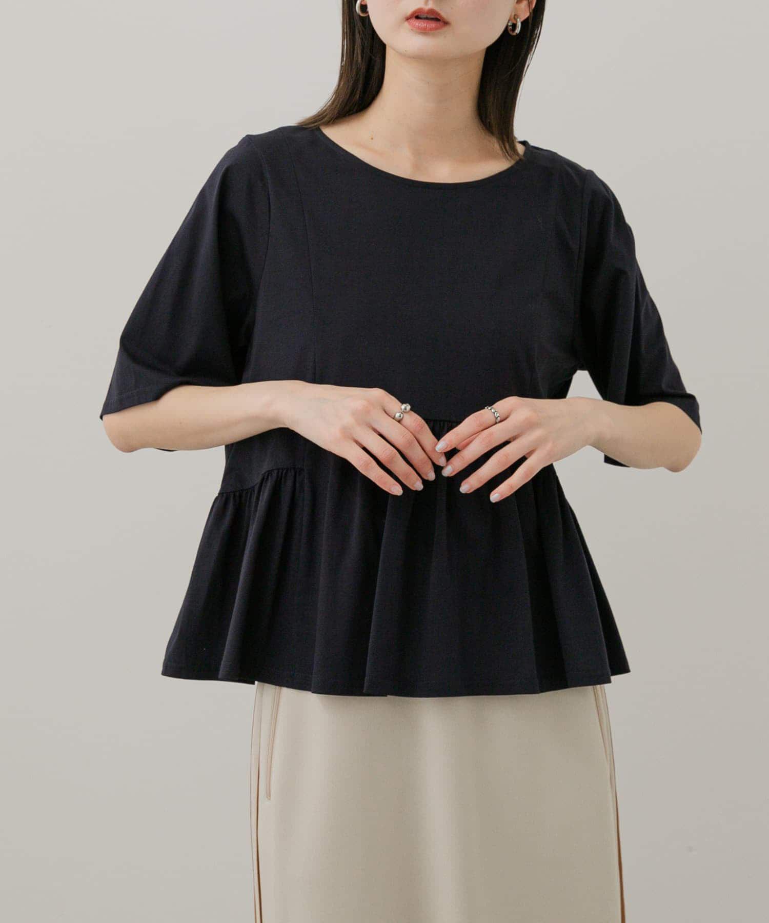 SENSE OF PLACE by URBAN RESEARCH「クルーネックペプラムフリルトップ」|Tシャツ・カットソー|