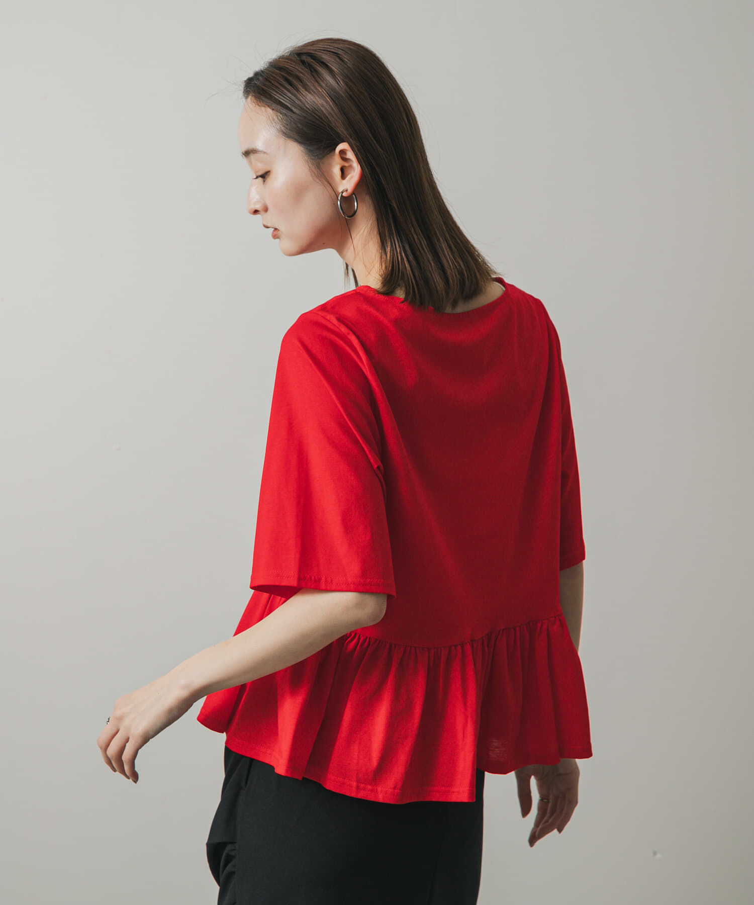 SENSE OF PLACE by URBAN RESEARCH「クルーネックペプラムフリルトップ」|Tシャツ・カットソー|