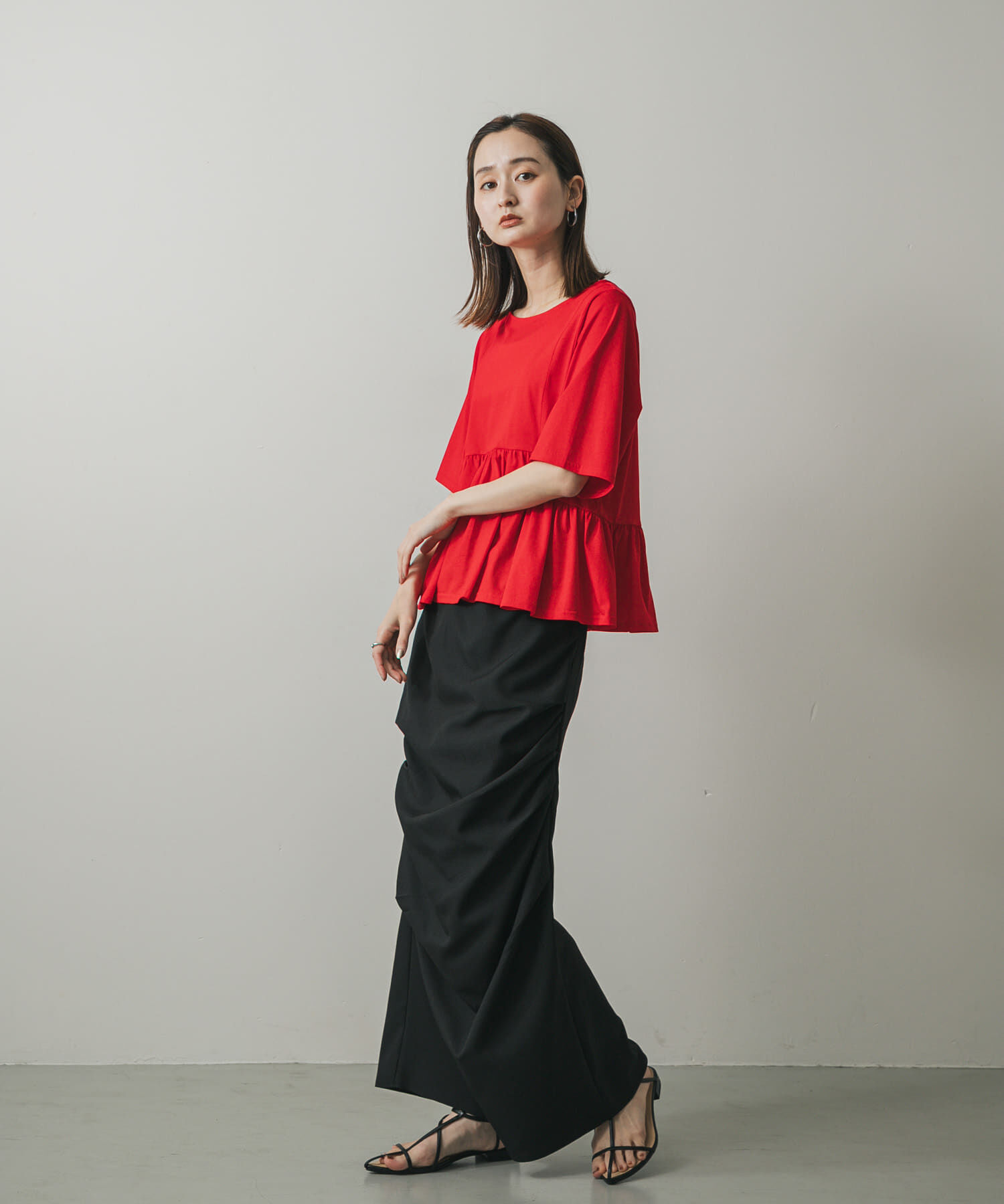 SENSE OF PLACE by URBAN RESEARCH「クルーネックペプラムフリルトップ」|Tシャツ・カットソー|