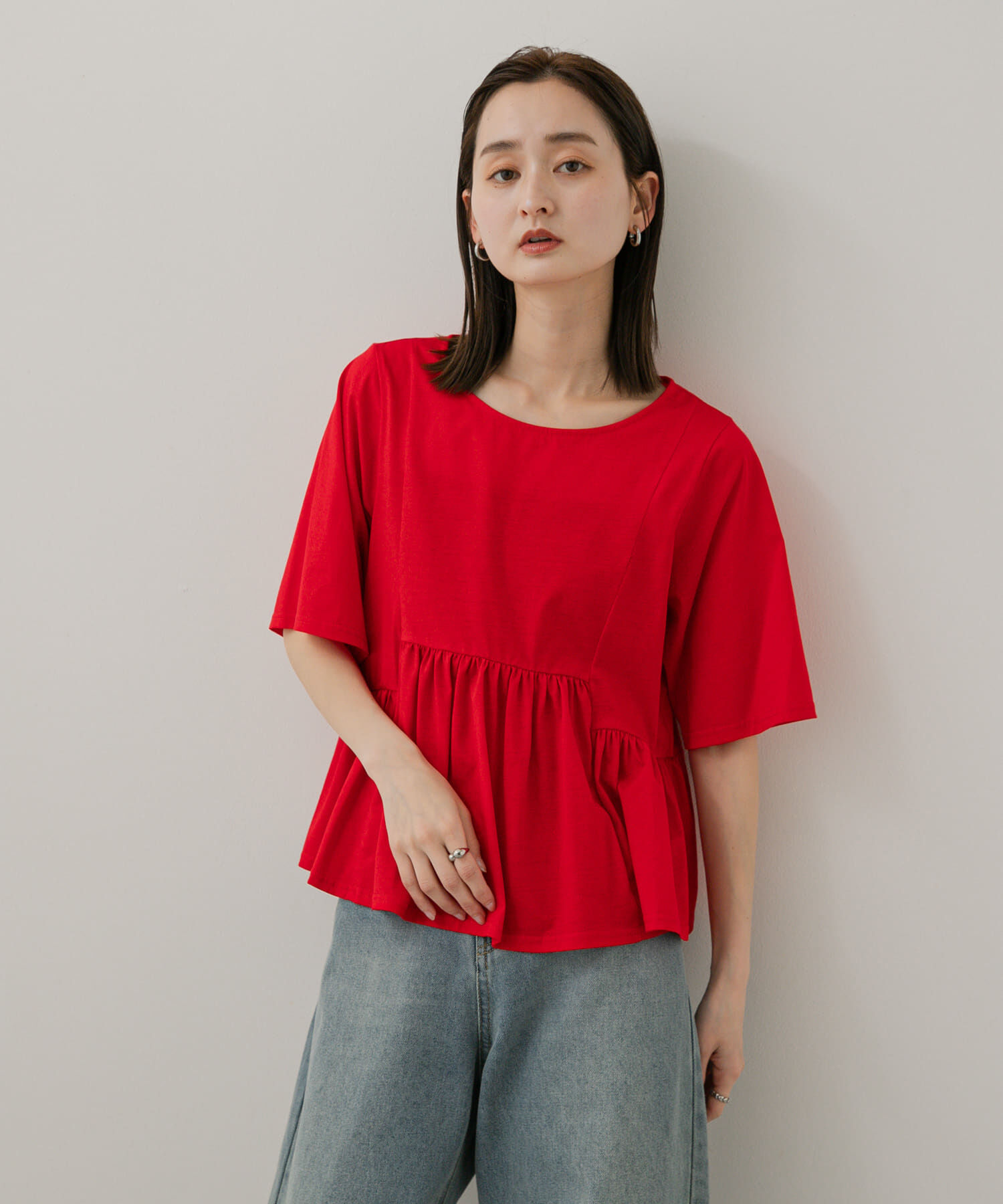 SENSE OF PLACE by URBAN RESEARCH「クルーネックペプラムフリルトップ」|Tシャツ・カットソー|