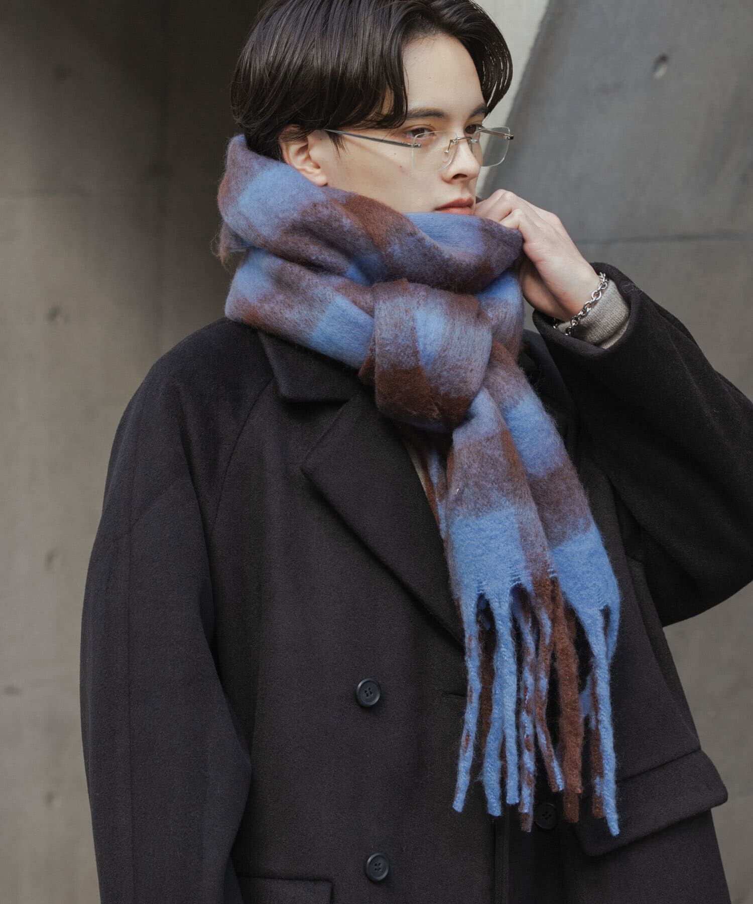 SENSE OF PLACE by URBAN RESEARCH「ブロックチェックボリュームマフラー」|マフラー|