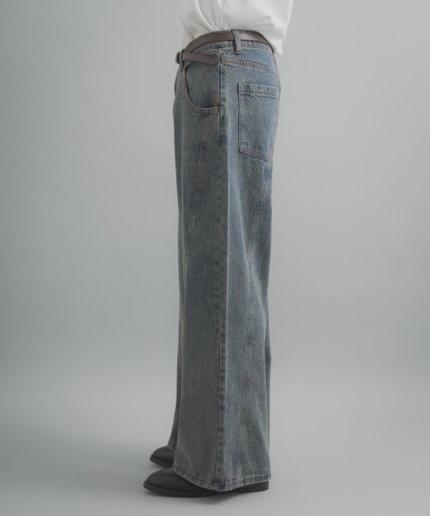 SENSE OF PLACE by URBAN RESEARCH「『ユニセックス』ケミカルバギーワイドデニムパンツ」|デニム|