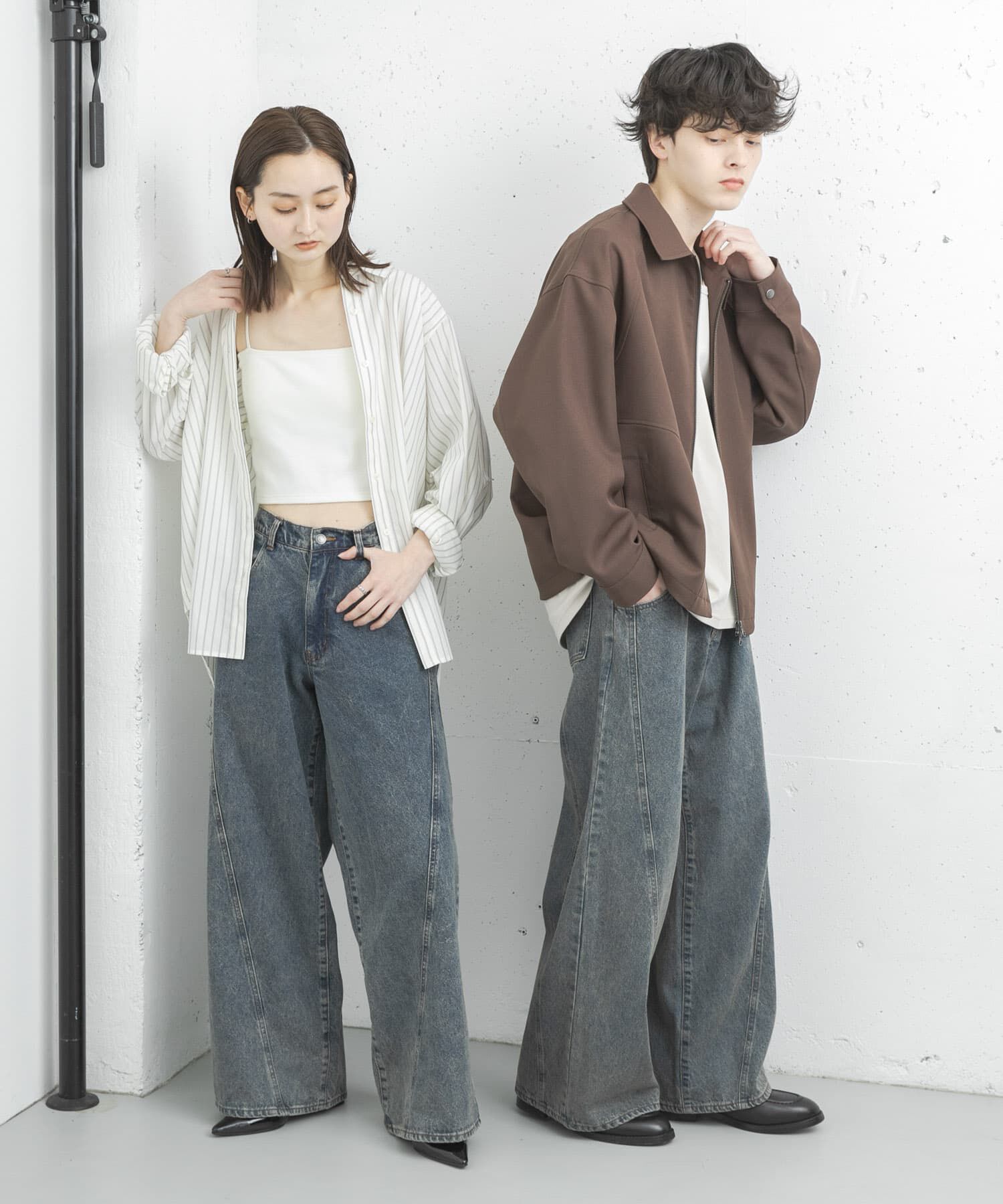 SENSE OF PLACE by URBAN RESEARCH「『ユニセックス』ケミカルバギーワイドデニムパンツ」|デニム|