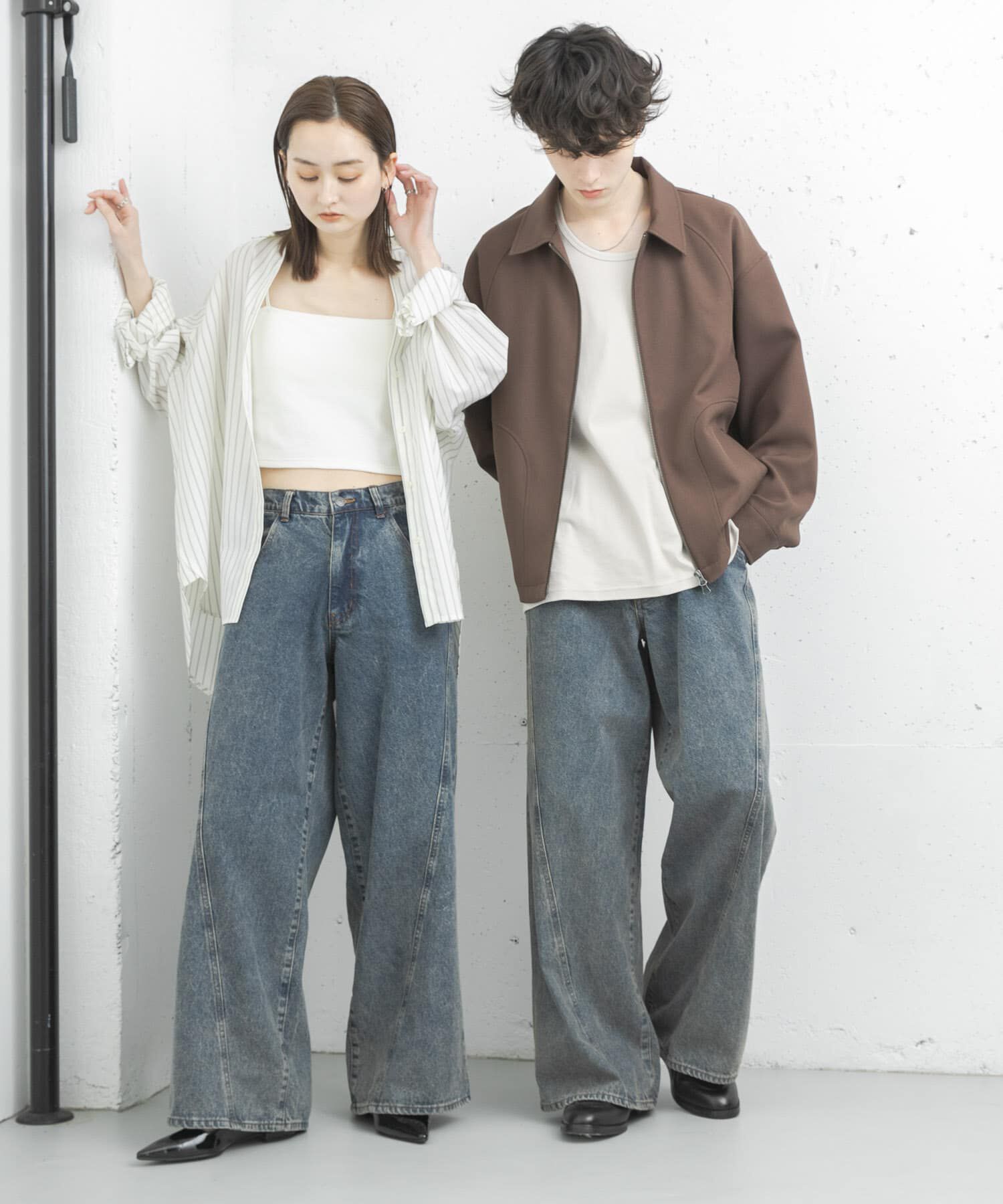 SENSE OF PLACE by URBAN RESEARCH「『ユニセックス』ケミカルバギーワイドデニムパンツ」|デニム|