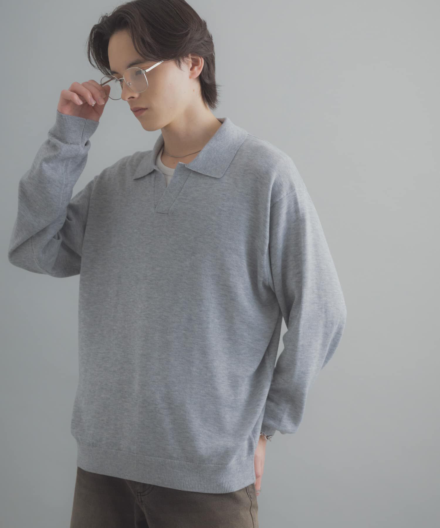 SENSE OF PLACE by URBAN RESEARCH「『洗濯可』スキッパーロングスリーブニット」|ニット・セーター|