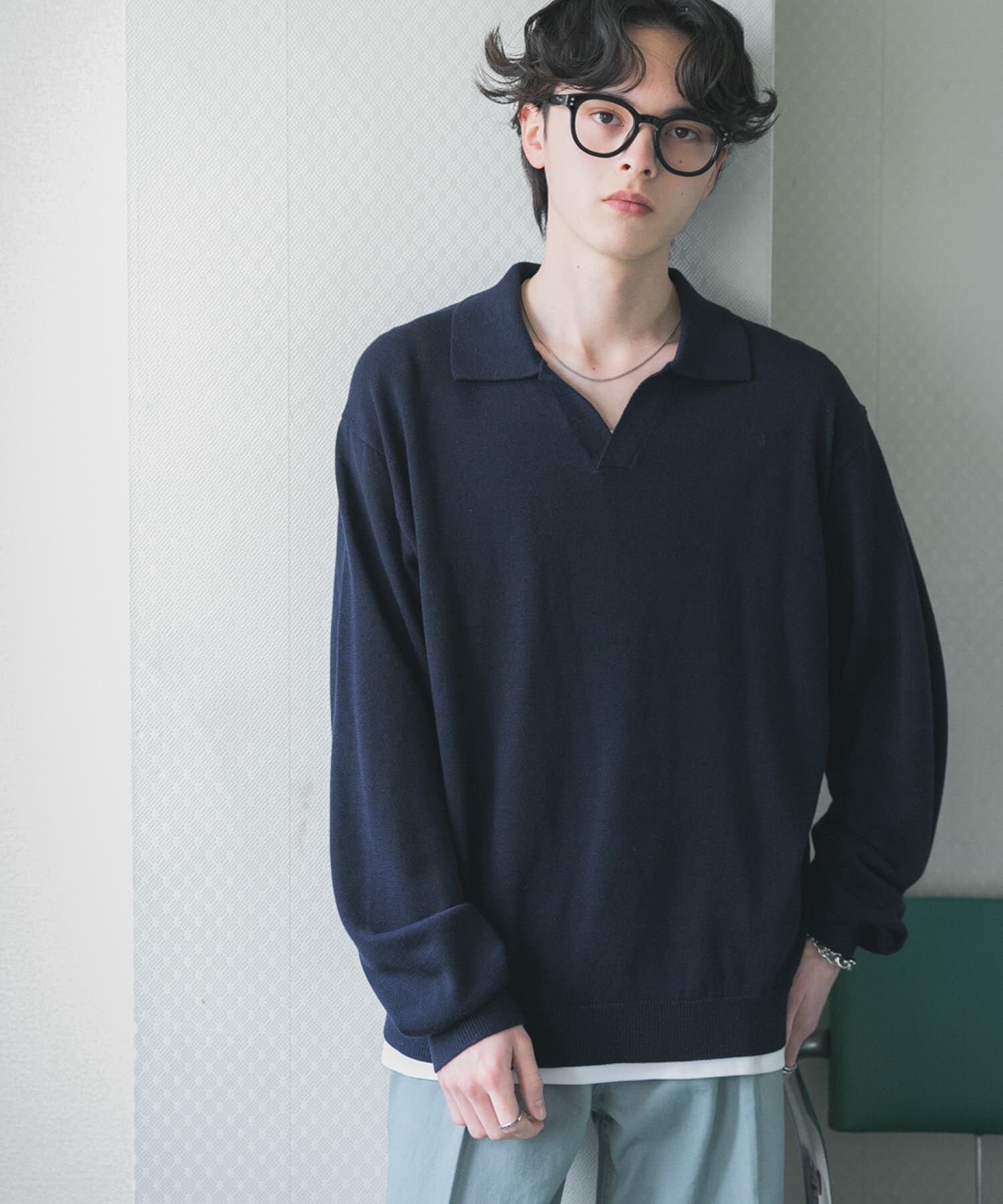 SENSE OF PLACE by URBAN RESEARCH「『洗濯可』スキッパーロングスリーブニット」|ニット・セーター|